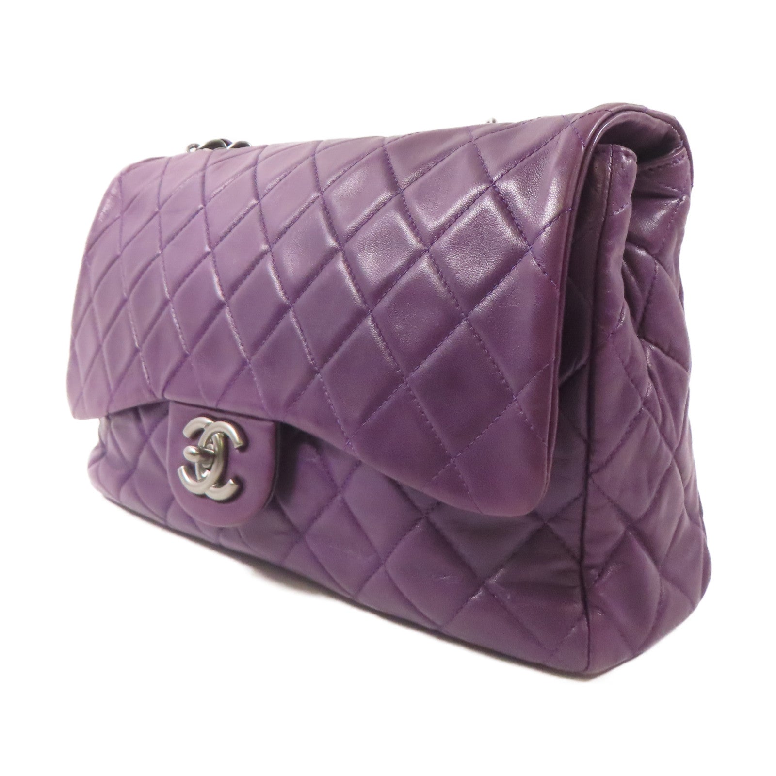 CHANEL 羊皮皮革Chain Shoulder Bag鏈帶肩背袋紫色