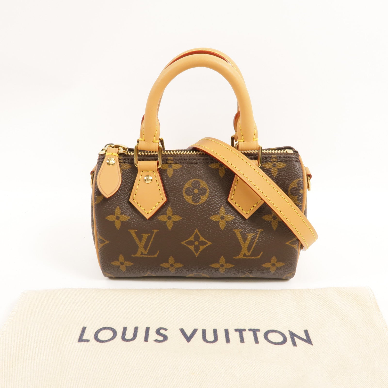 LOUIS VUITTON Monogram Nano Speedy金扣手挽肩背兩用袋