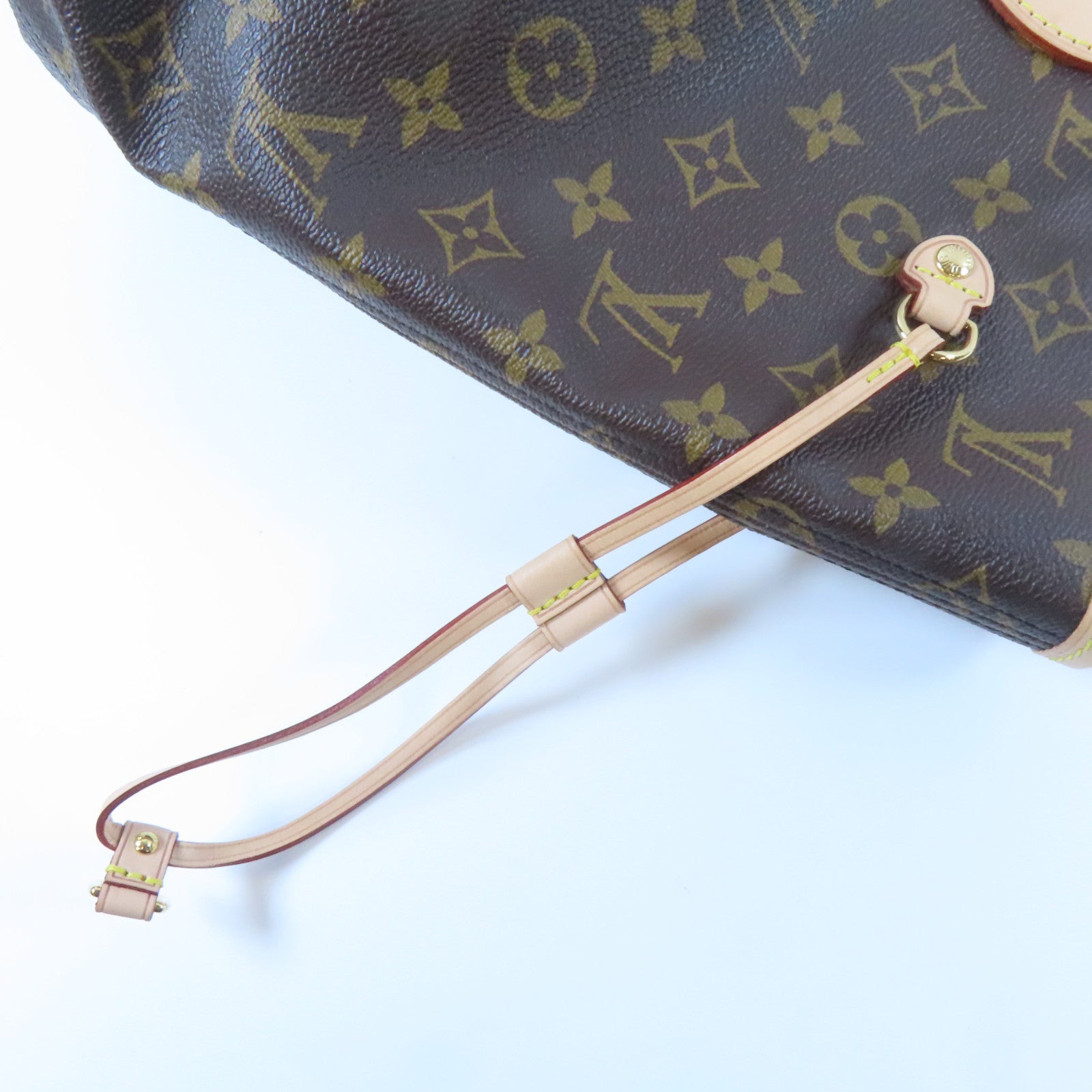 LOUIS VUITTON Monogram Neverfull MM金扣肩背袋啡色