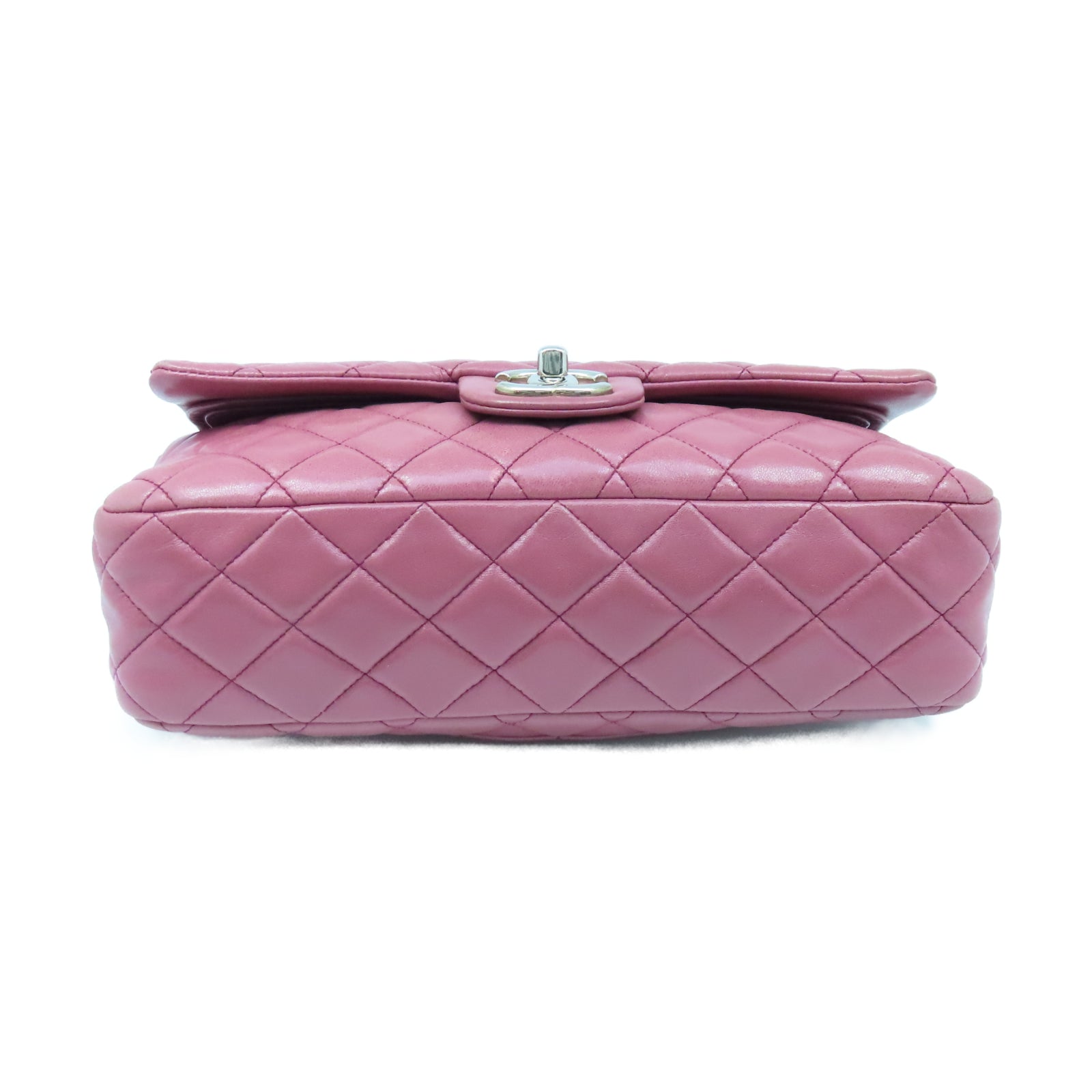 CHANEL 【激減優惠】菱格羊皮皮革Classic Flap 25cm銀扣鏈帶肩背袋粉紅色