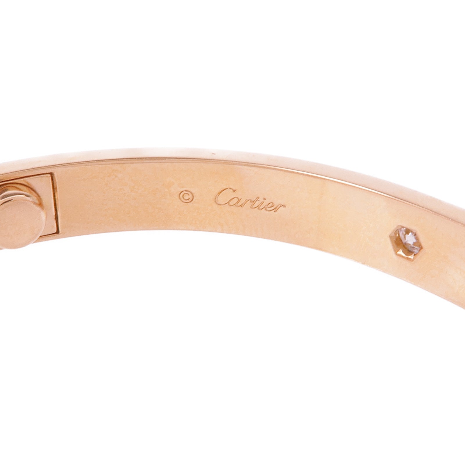 CARTIER 18K玫瑰金Love Bracelet 4 Diamonds鑽石手鐲Cartier#18