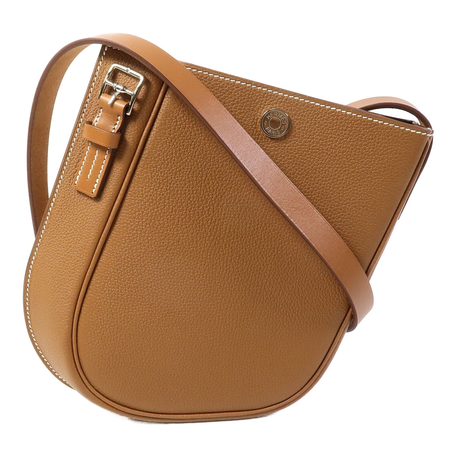 HERMES Clemence皮革Vache肩背袋Gold