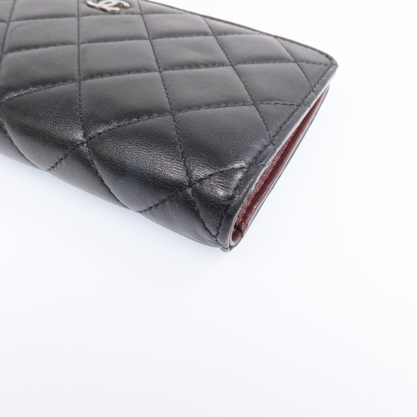 CHANEL 羊皮皮革Long Wallet銀扣長錢包
