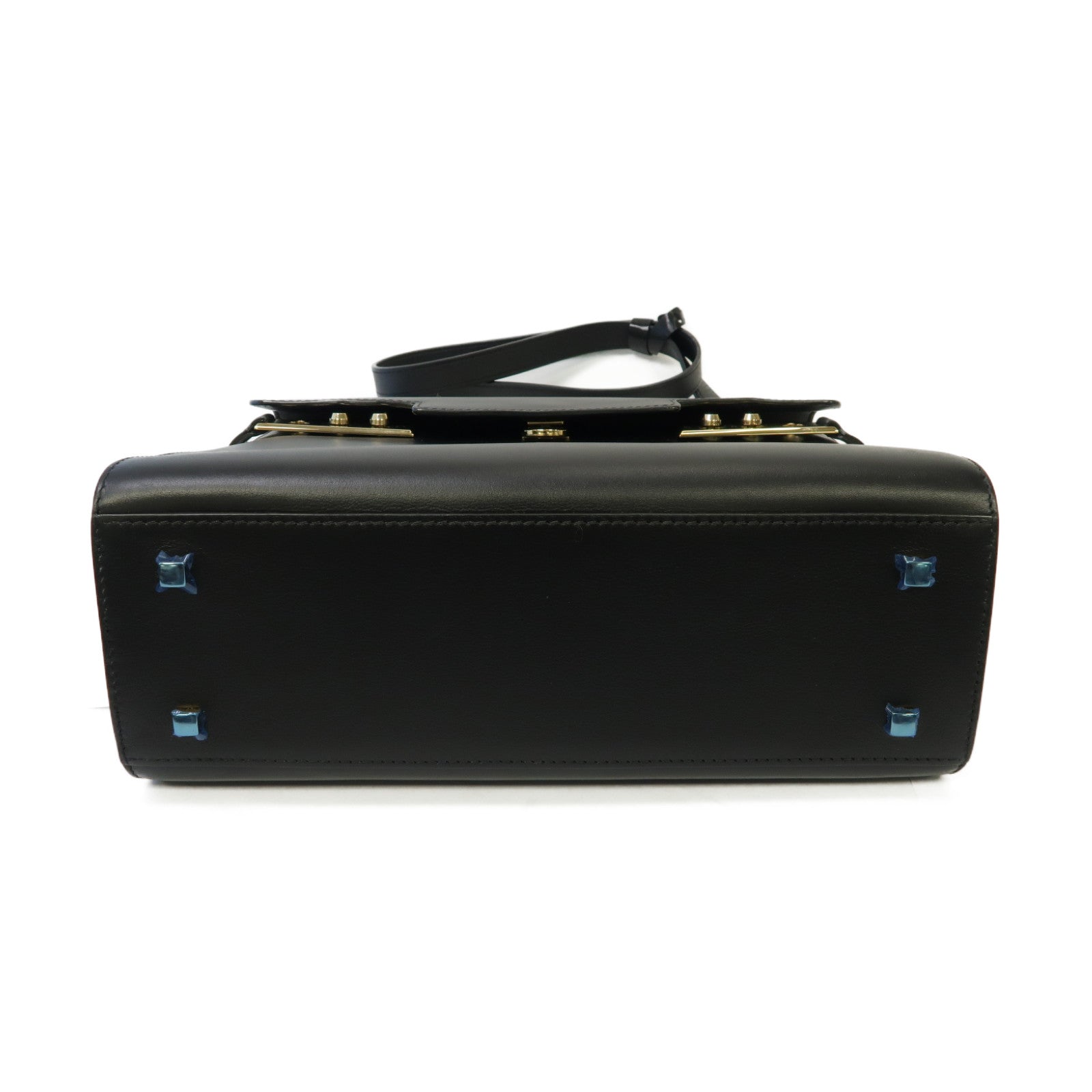SELECTION 牛皮皮革Delvaux Tempete MM金扣手挽肩背兩用袋黑色