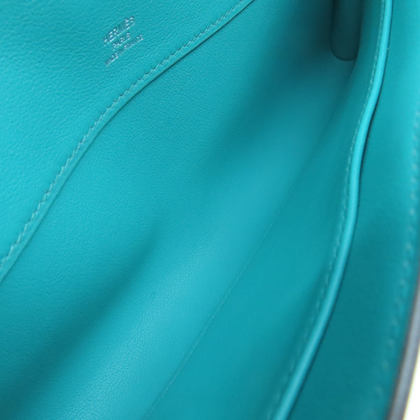 HERMES Swift皮革Kelly Cut銀扣手挽袋孔雀藍色
