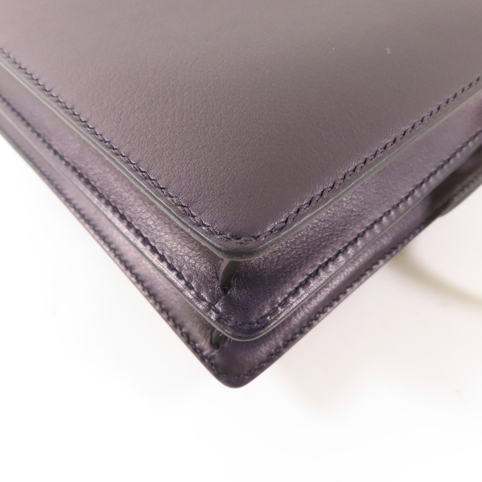 HERMES (PRICE DOWN) GHW Mini Roulis 2 Way Shoulder Bag Evercolor Leather 76 Bleu Indigo