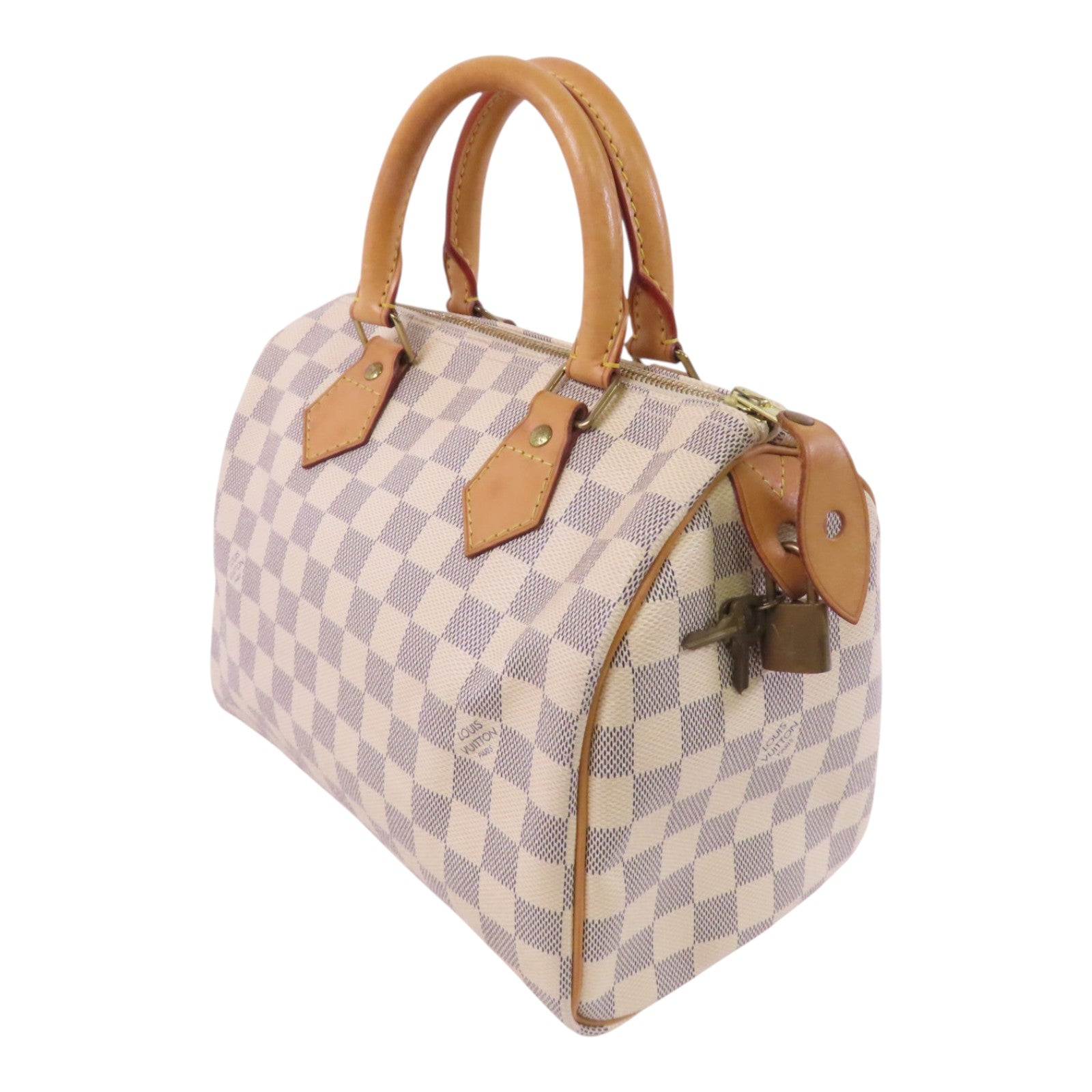 LOUIS VUITTON Damier Azur Speedy 25金扣手挽袋