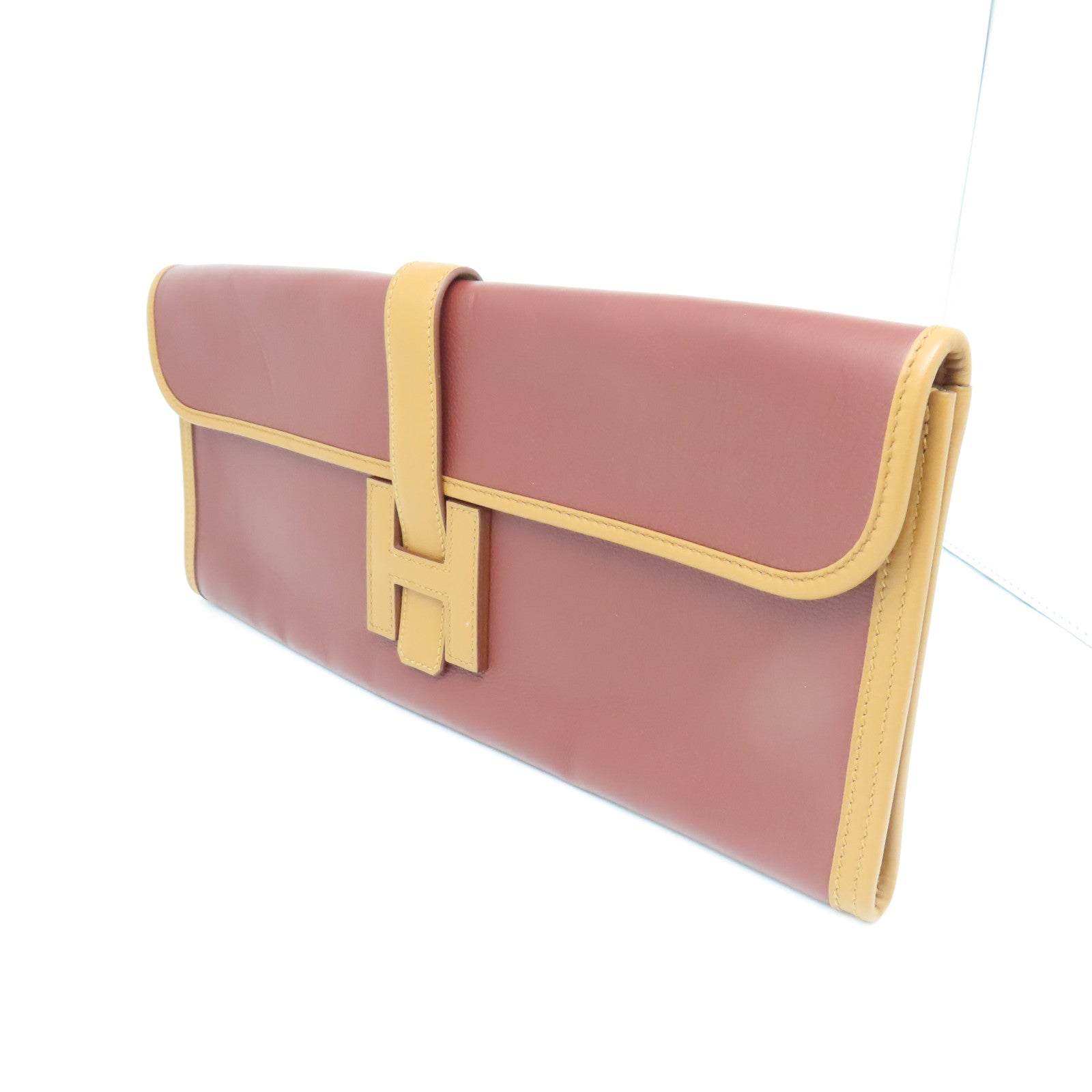 HERMES Swift Leather Jije Elan 35 Silver Buckle Handbag Turquoise