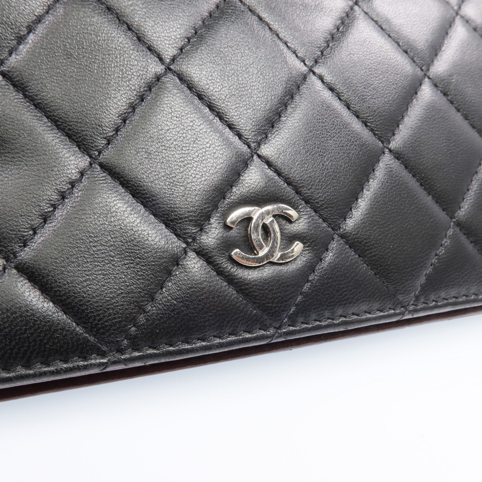 CHANEL 羊皮皮革Long Wallet銀扣長錢包