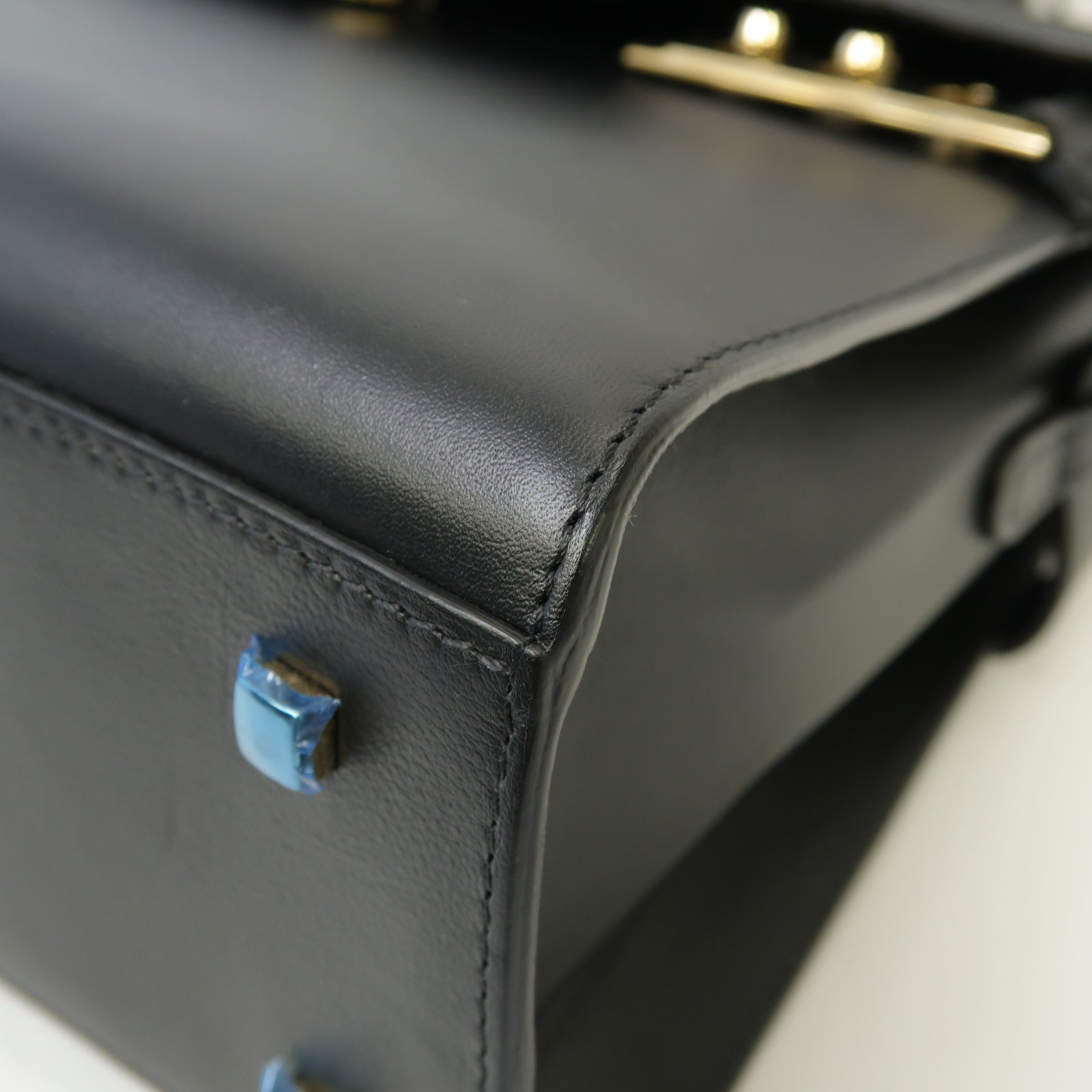 SELECTION 牛皮皮革Delvaux Tempete MM金扣手挽肩背兩用袋黑色