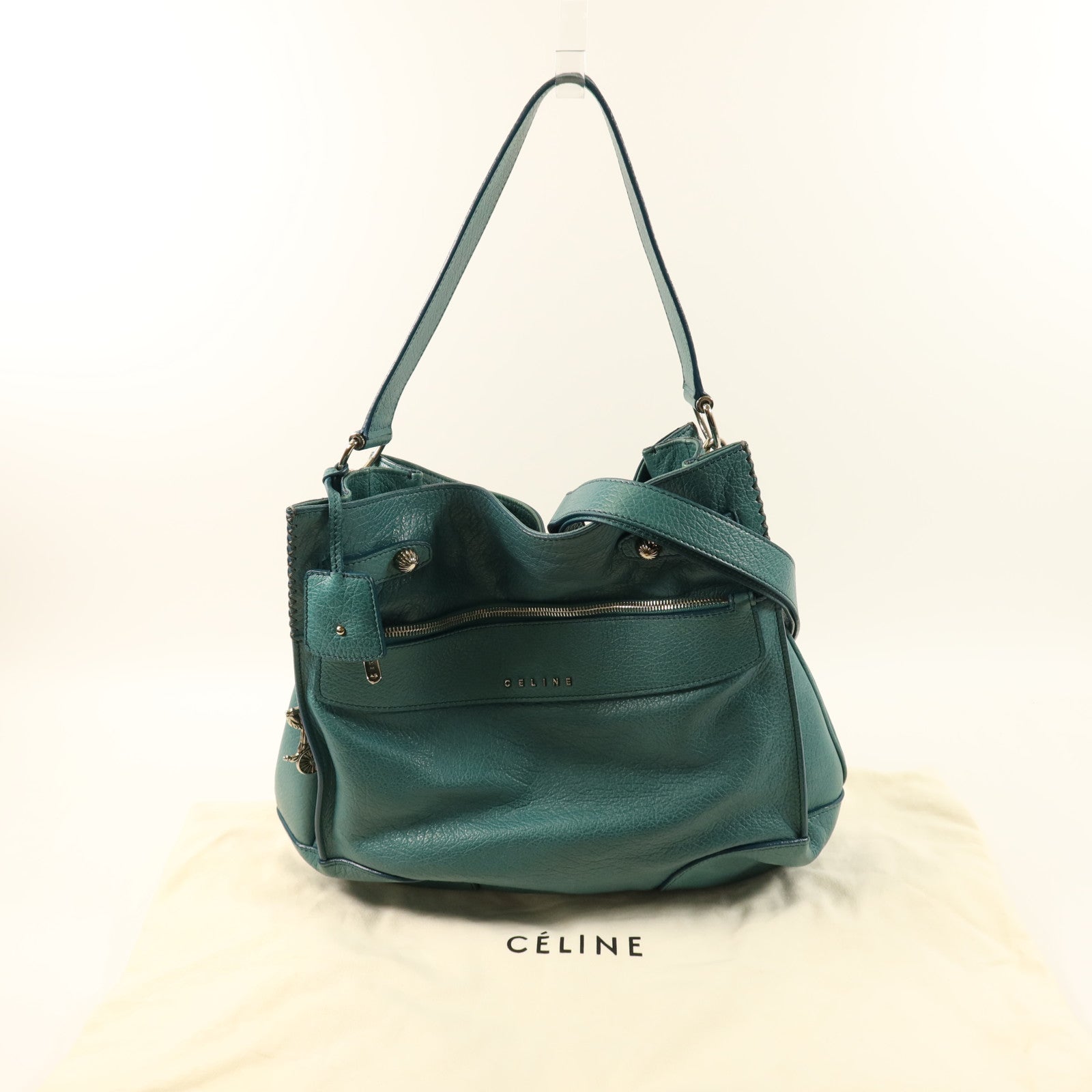 CELINE 牛皮皮革Shoulder Bag銀扣手挽肩背兩用袋