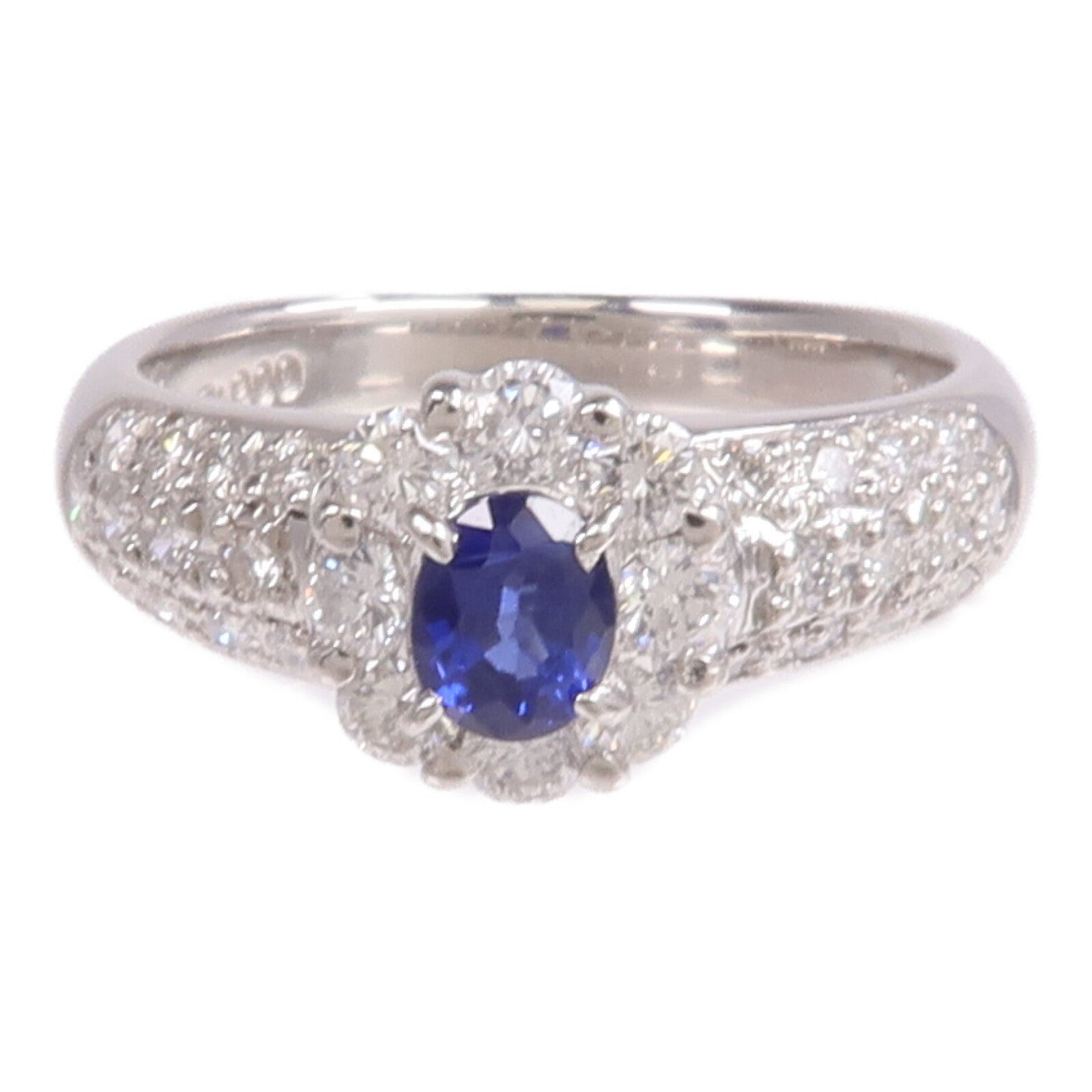 JEWELRY PT900鉑金Sapphire Diamond Ring藍寶石/鑽石戒指US#6.5