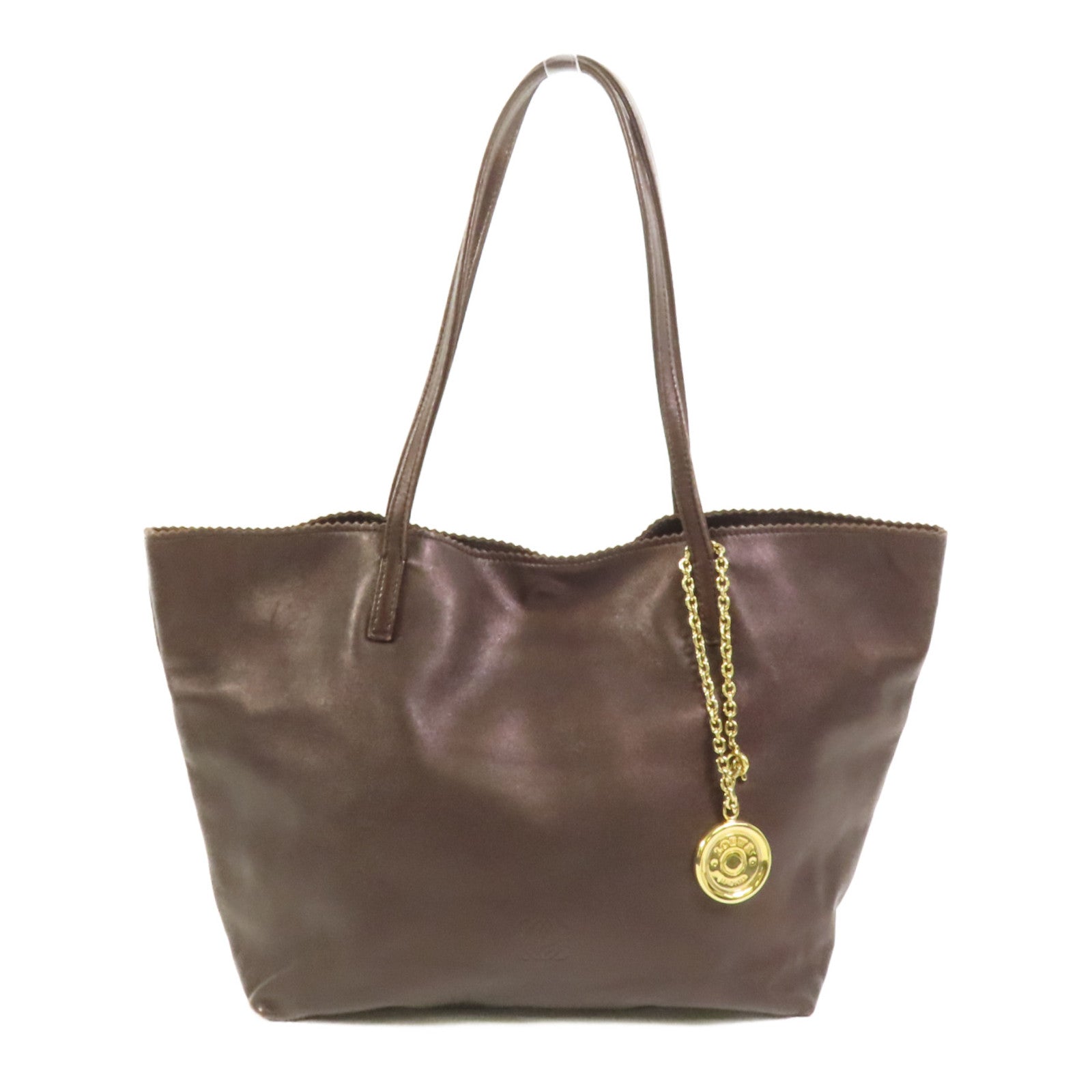 LOEWE 牛皮皮革Tote Bag金扣肩背袋