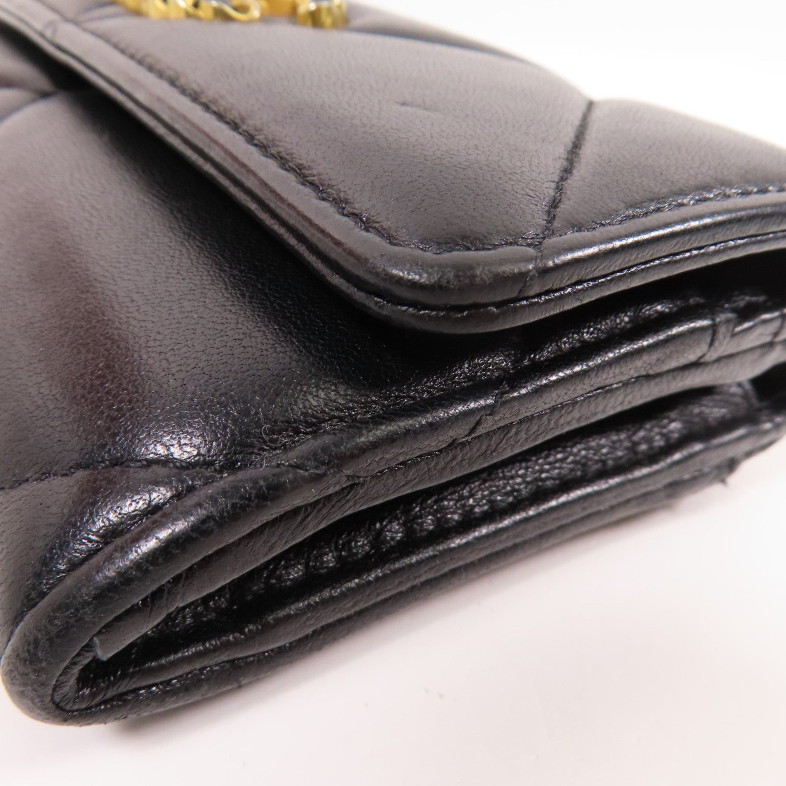 CHANEL 羊皮皮革Long Wallet金扣長錢包