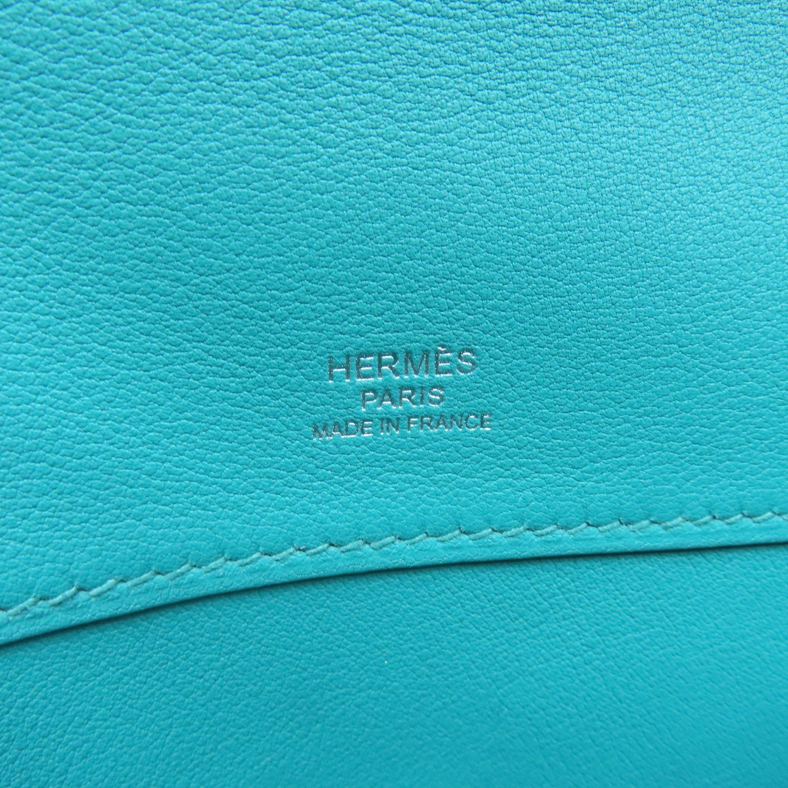 HERMES Swift皮革Kelly Cut銀扣手挽袋孔雀藍色