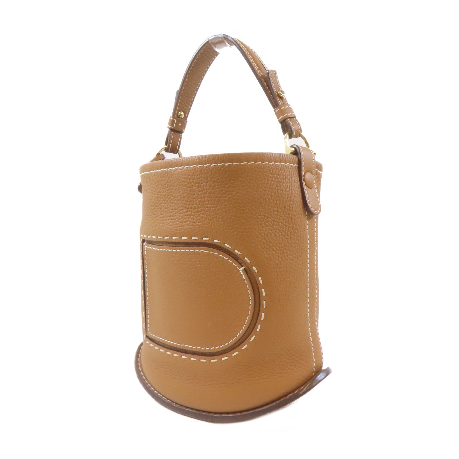 Delvaux 牛皮皮革Delvaux Pin Mini金扣手挽肩背兩用袋啡色