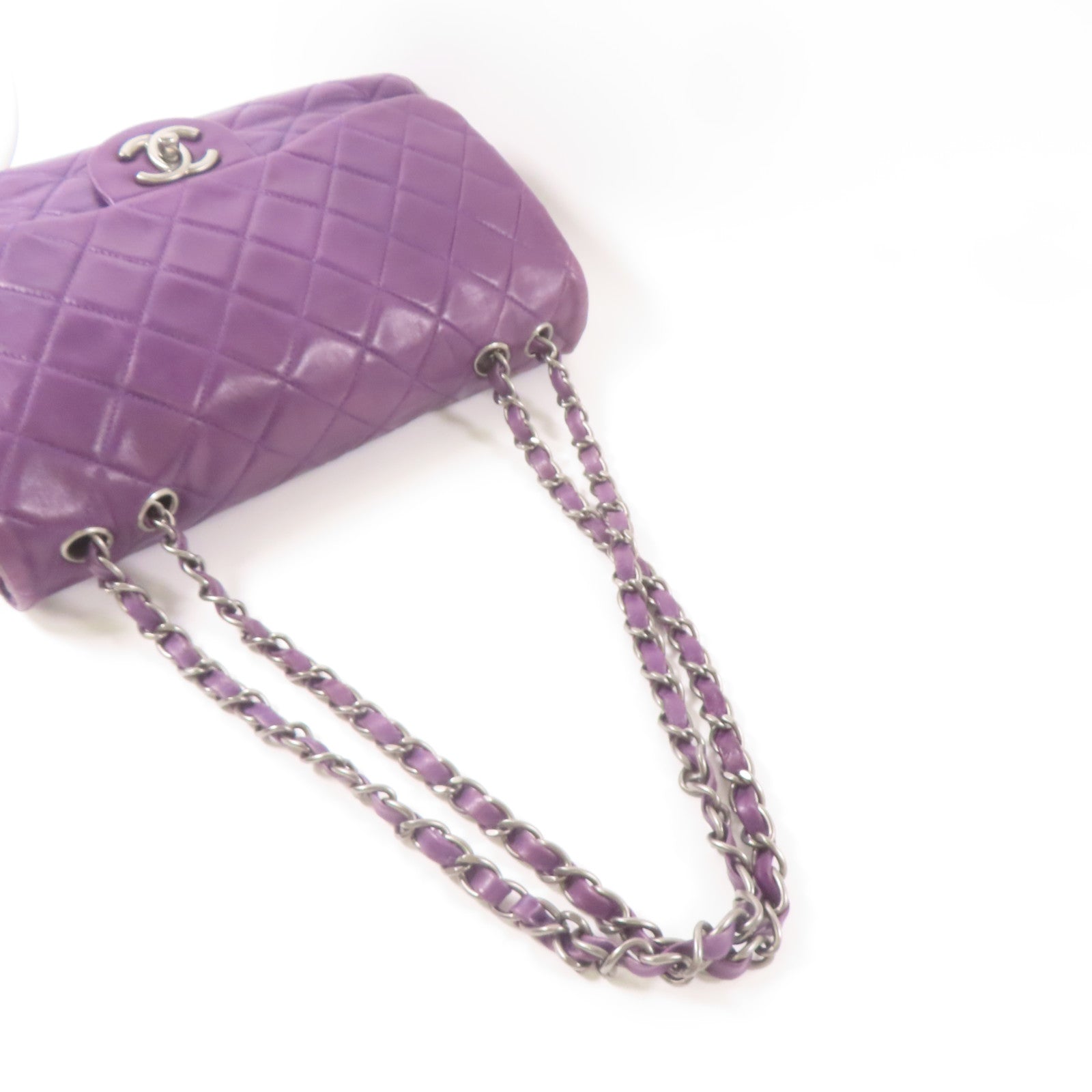 CHANEL 羊皮皮革Chain Shoulder Bag鏈帶肩背袋紫色