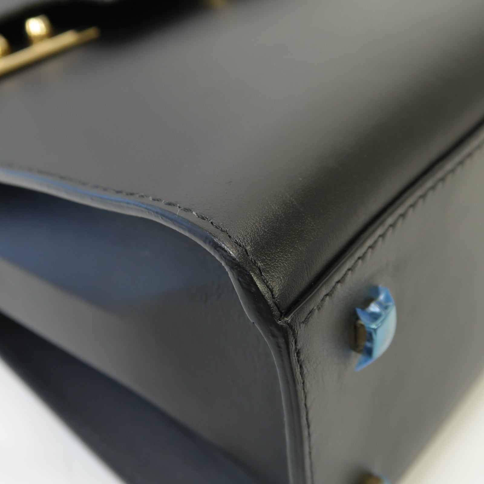 SELECTION 牛皮皮革Delvaux Tempete MM金扣手挽肩背兩用袋黑色
