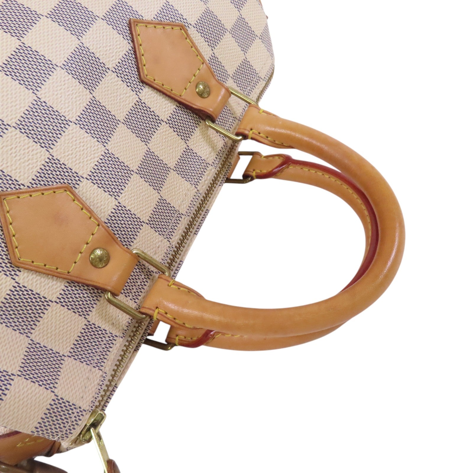 LOUIS VUITTON Damier Azur Speedy 25金扣手挽袋