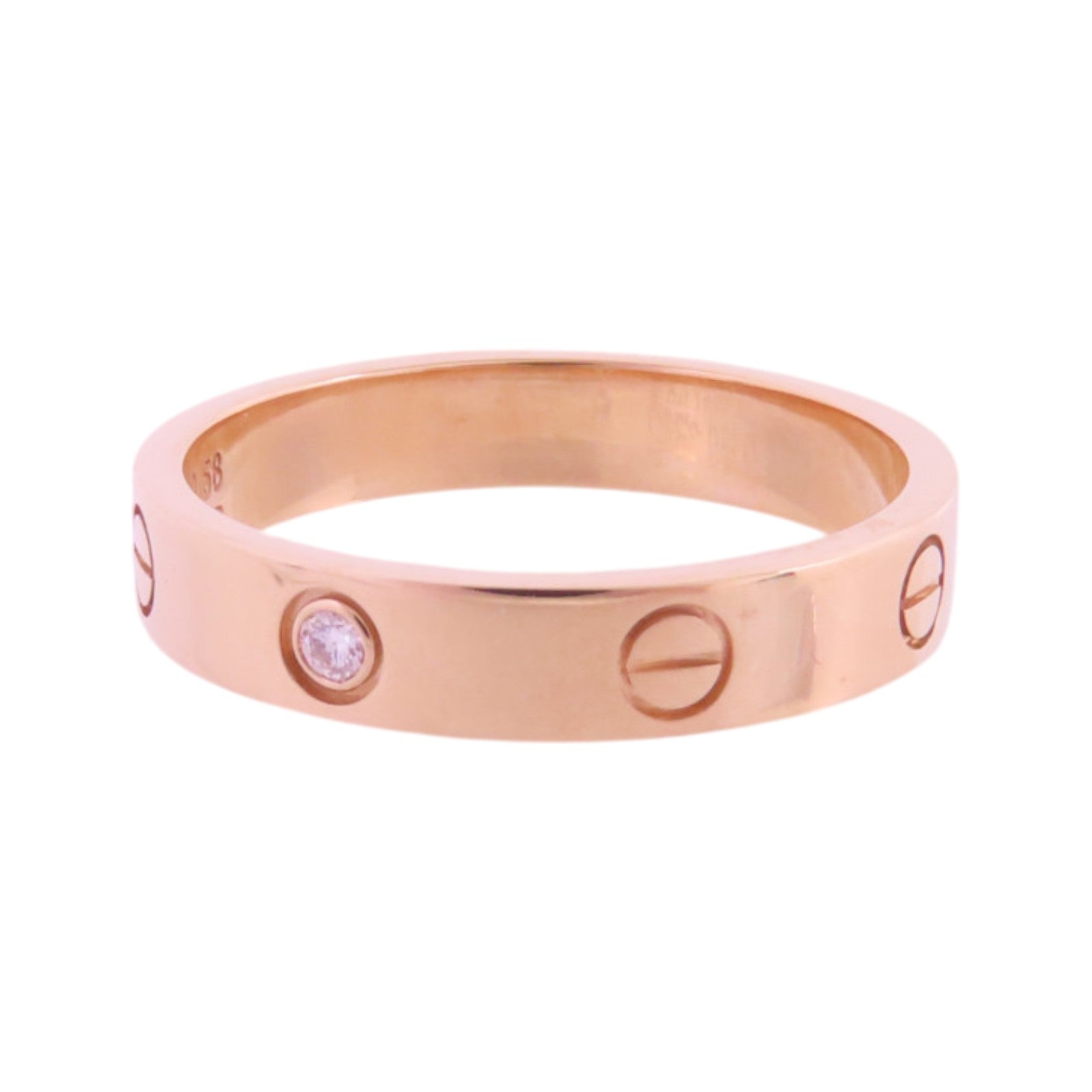 CARTIER 18K玫瑰金Diamond Love Ring鑽石戒指#58/US#8.25