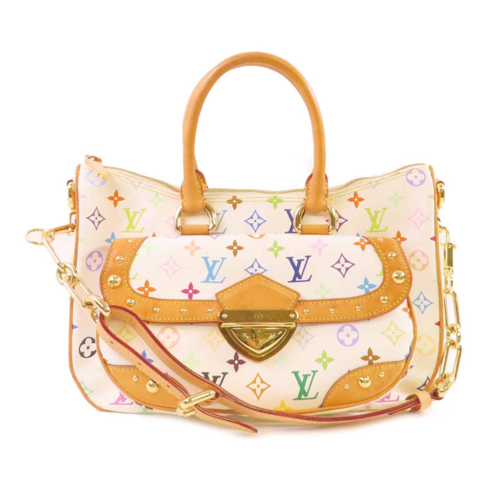 LOUIS VUITTON Monogram Multicolore Rita 2Way Shoulder Bag金扣手挽肩背兩用袋白色/彩色