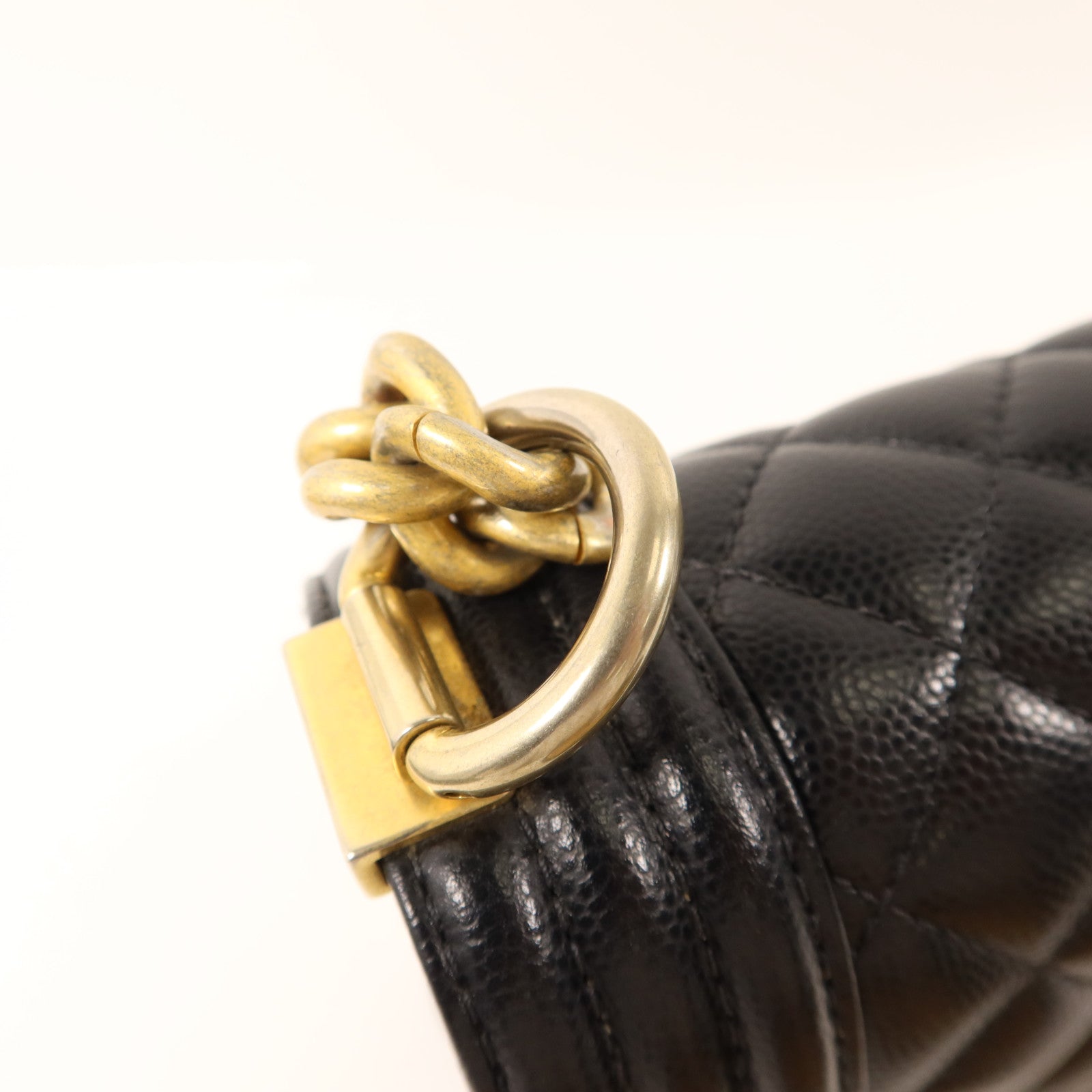 CHANEL 牛皮皮革Boy 20金扣鏈帶肩背袋