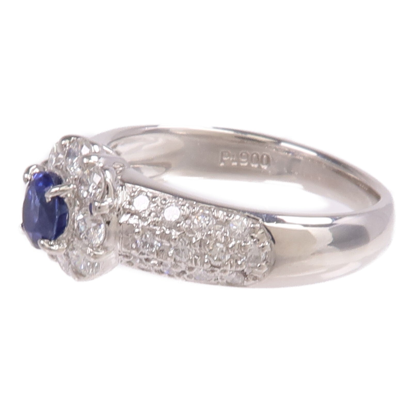 JEWELRY PT900鉑金Sapphire Diamond Ring藍寶石/鑽石戒指US#6.5