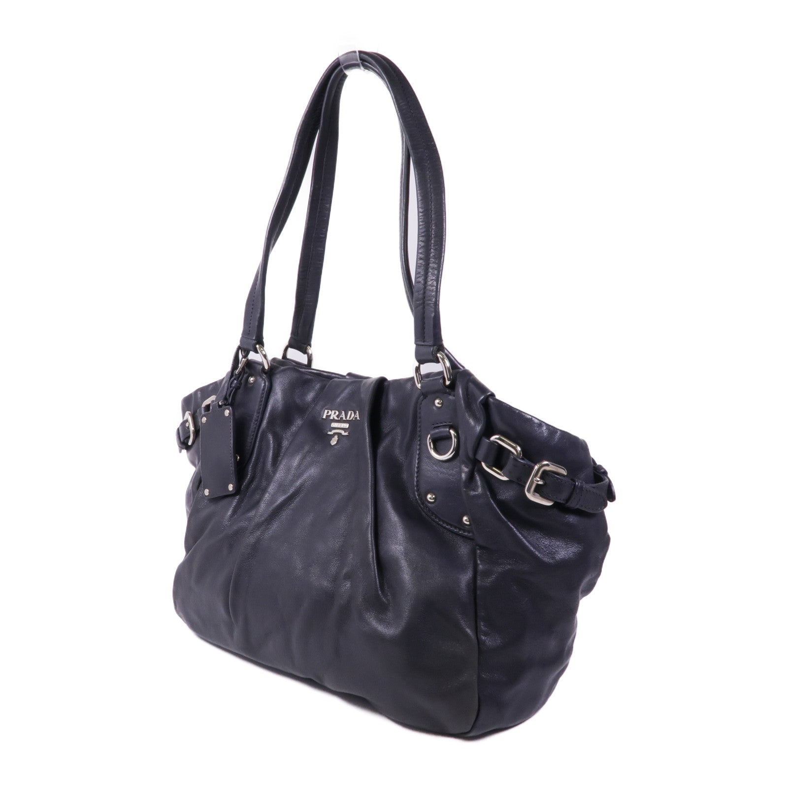 PRADA 牛皮皮革Shoulder Bag銀扣肩背袋