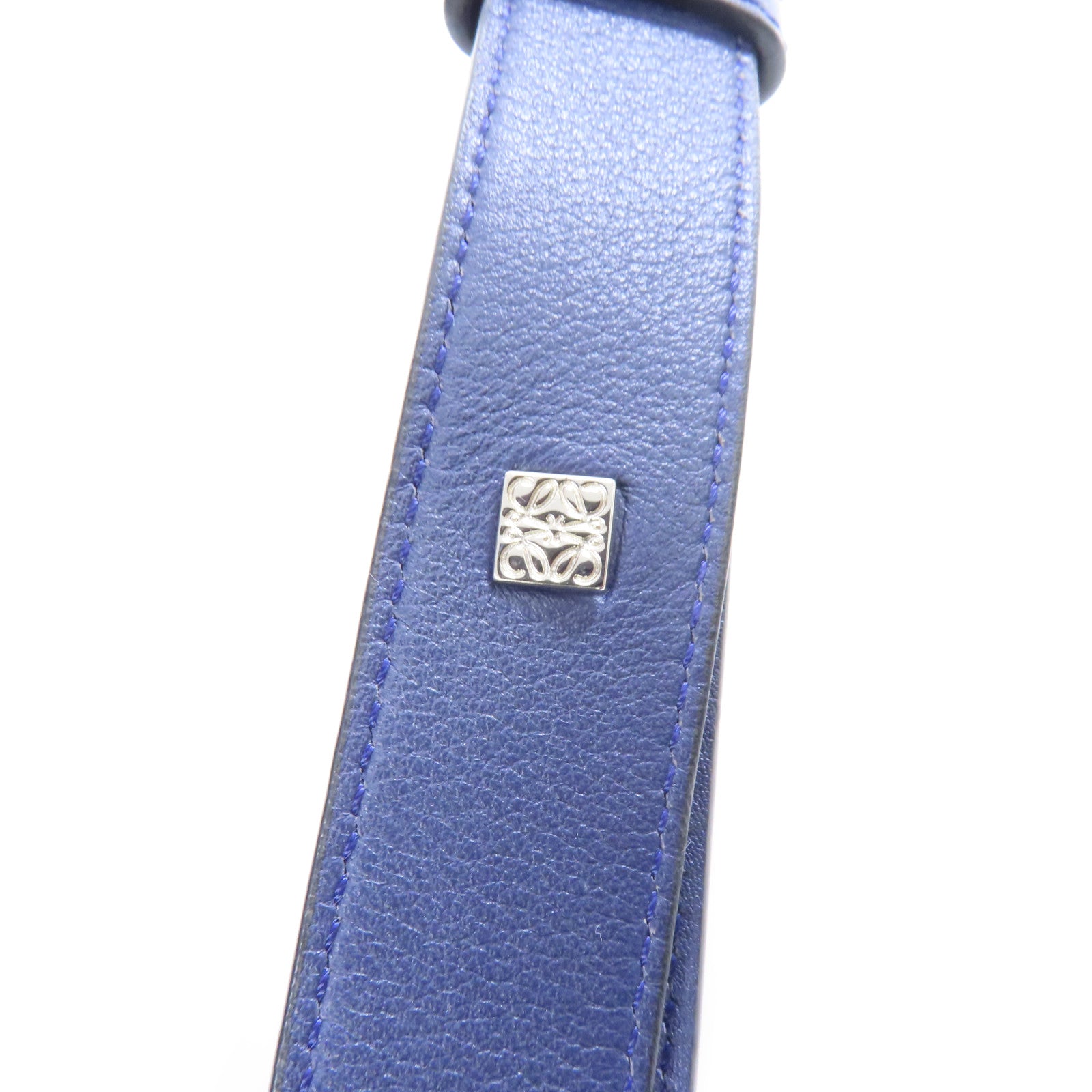 LOEWE 牛皮皮革Hammock銀扣手挽肩背兩用袋藍色