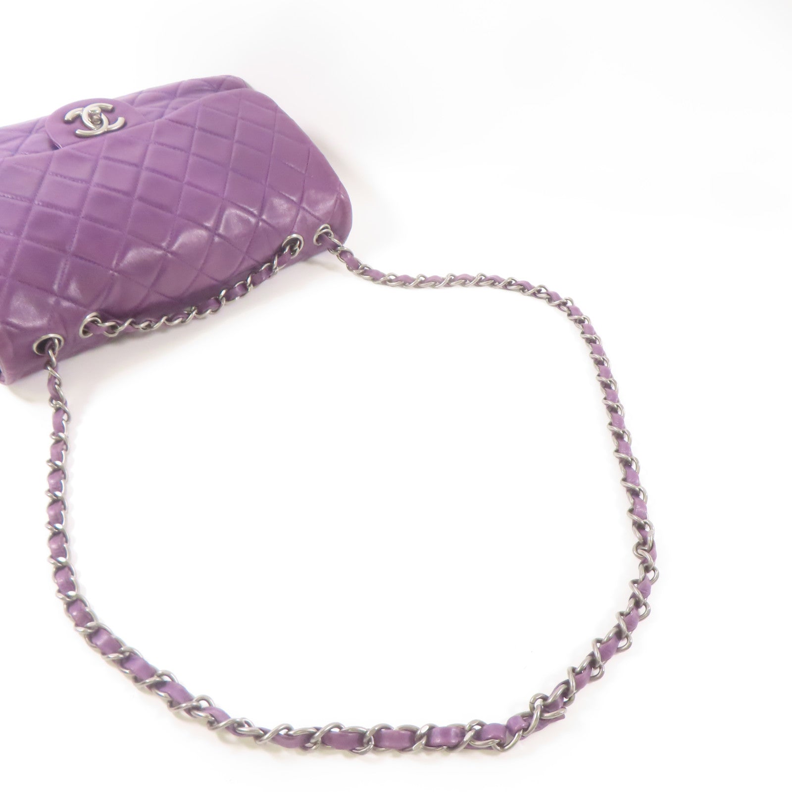 CHANEL 羊皮皮革Chain Shoulder Bag鏈帶肩背袋紫色