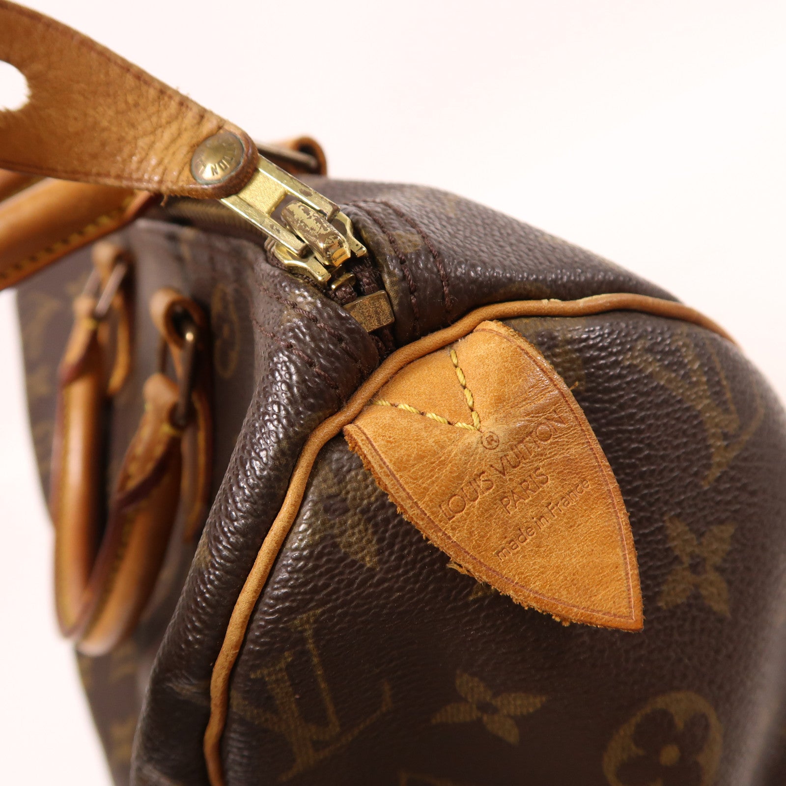 LOUIS VUITTON Monogram Speedy 30金扣手挽袋棕色
