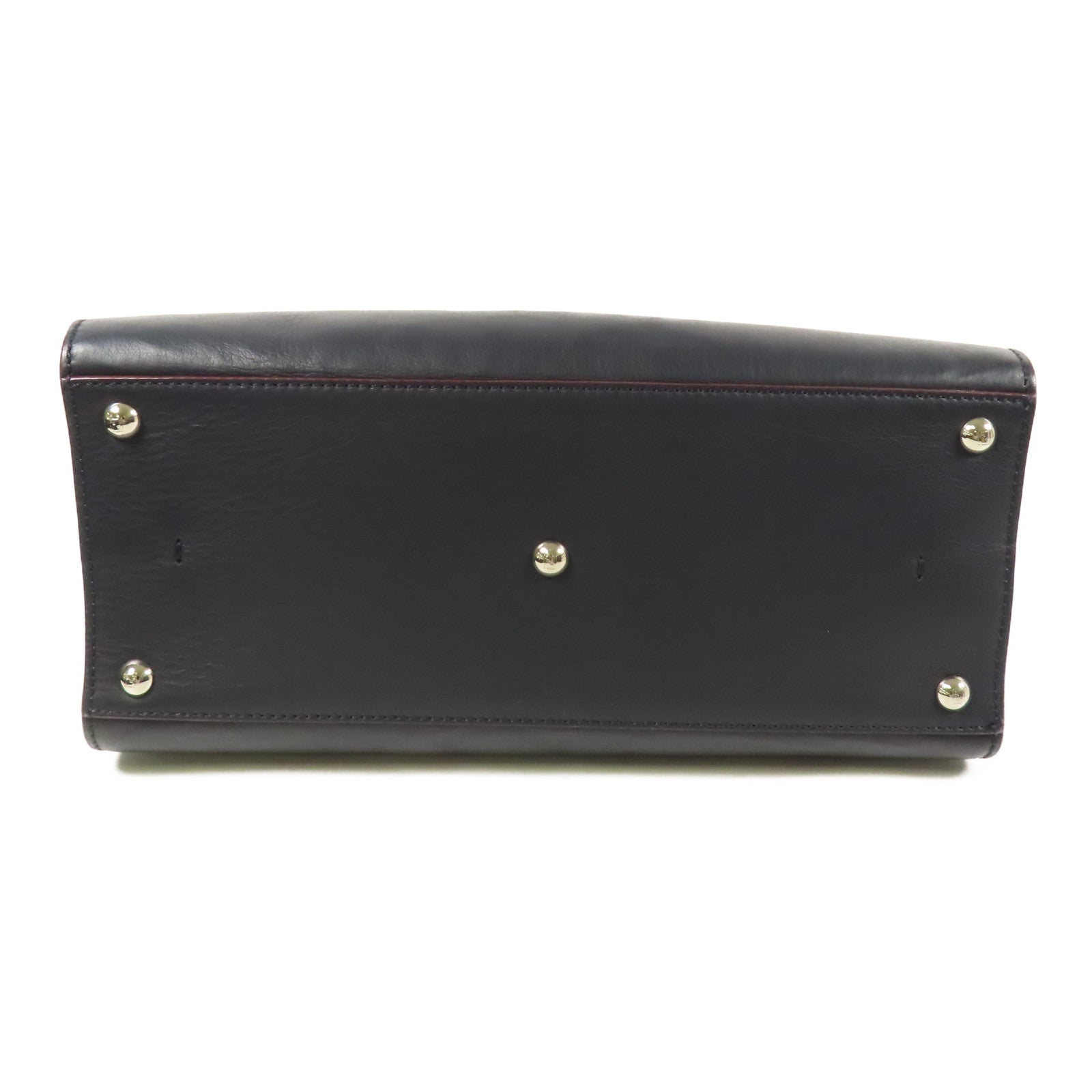 FENDI SHW 2 Way Shoulder Hand Bag Calfskin Leather Navy