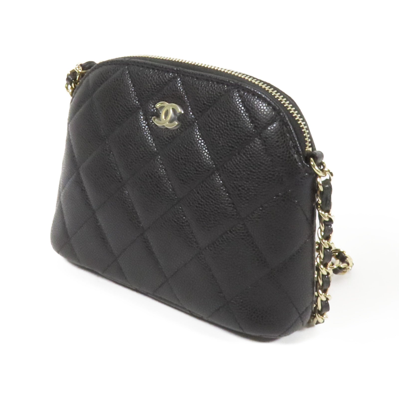 CHANEL 牛皮皮革Chain Shoulder金扣鏈帶肩背袋