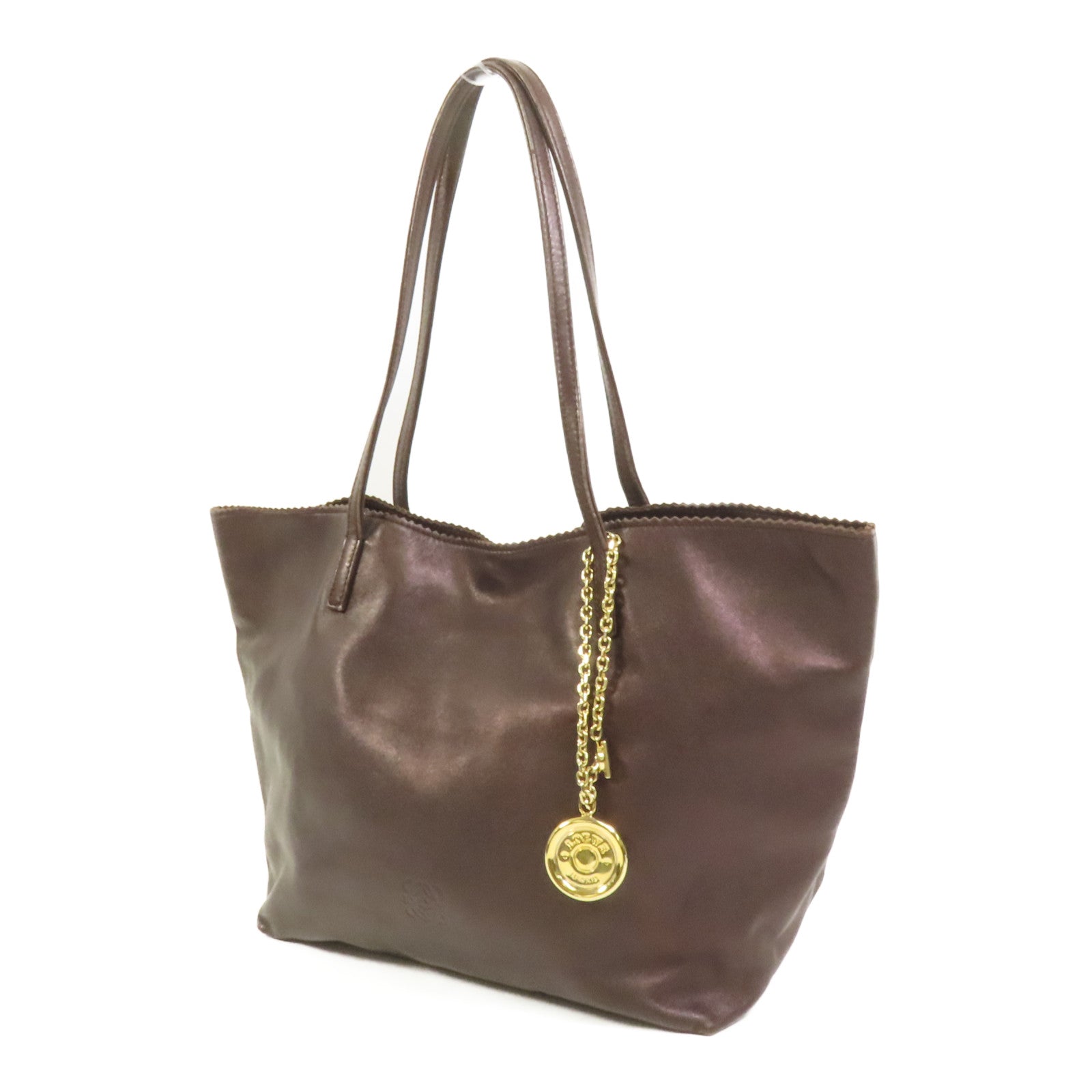 LOEWE 牛皮皮革Tote Bag金扣肩背袋