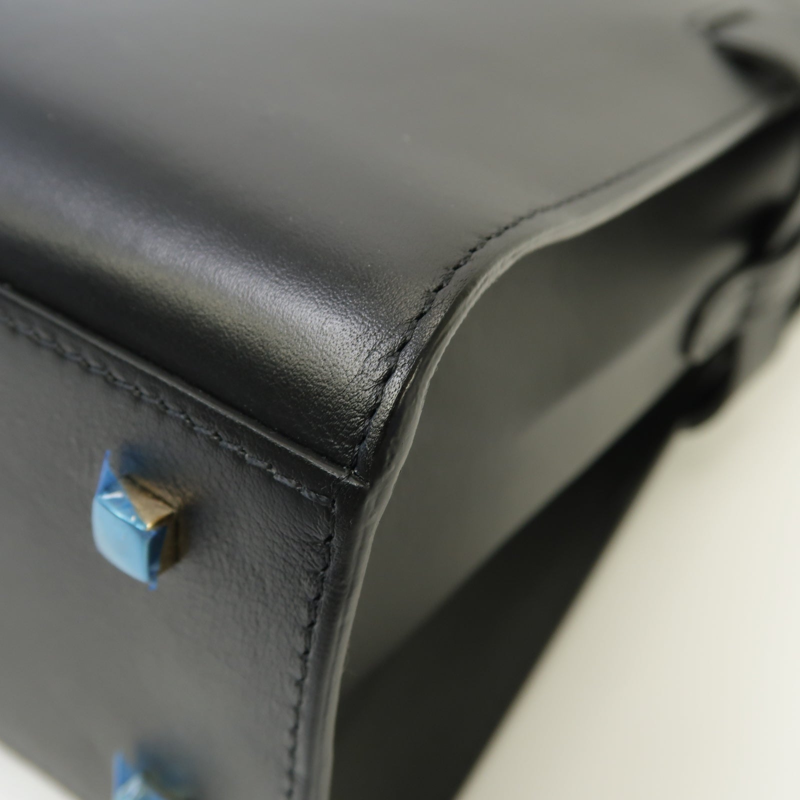 SELECTION 牛皮皮革Delvaux Tempete MM金扣手挽肩背兩用袋黑色