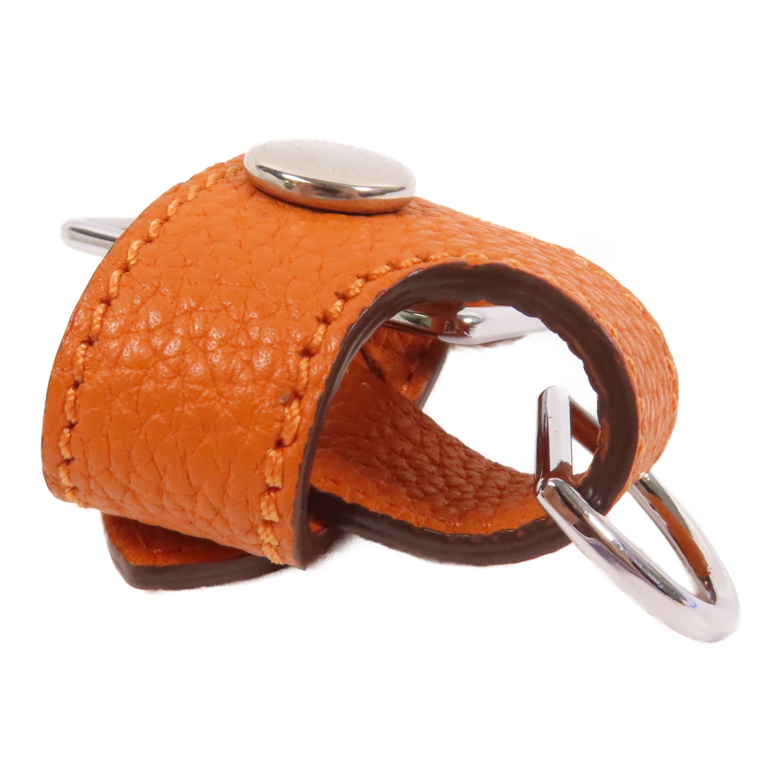 HERMES Clemence皮革Conversion Kit銀扣袋扣橙色