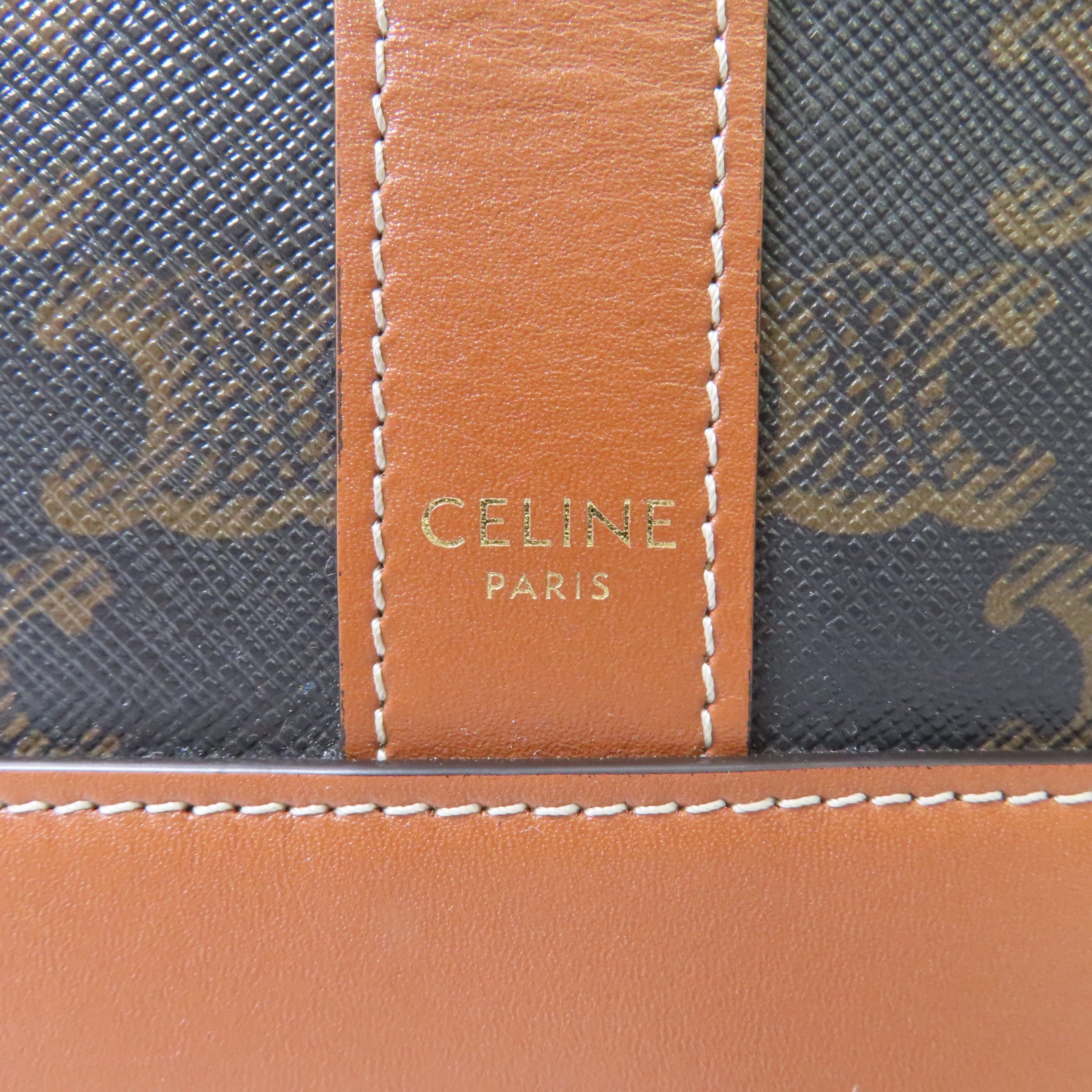 CELINE 塗層帆布Triomphe Bucket金扣肩背袋啡色