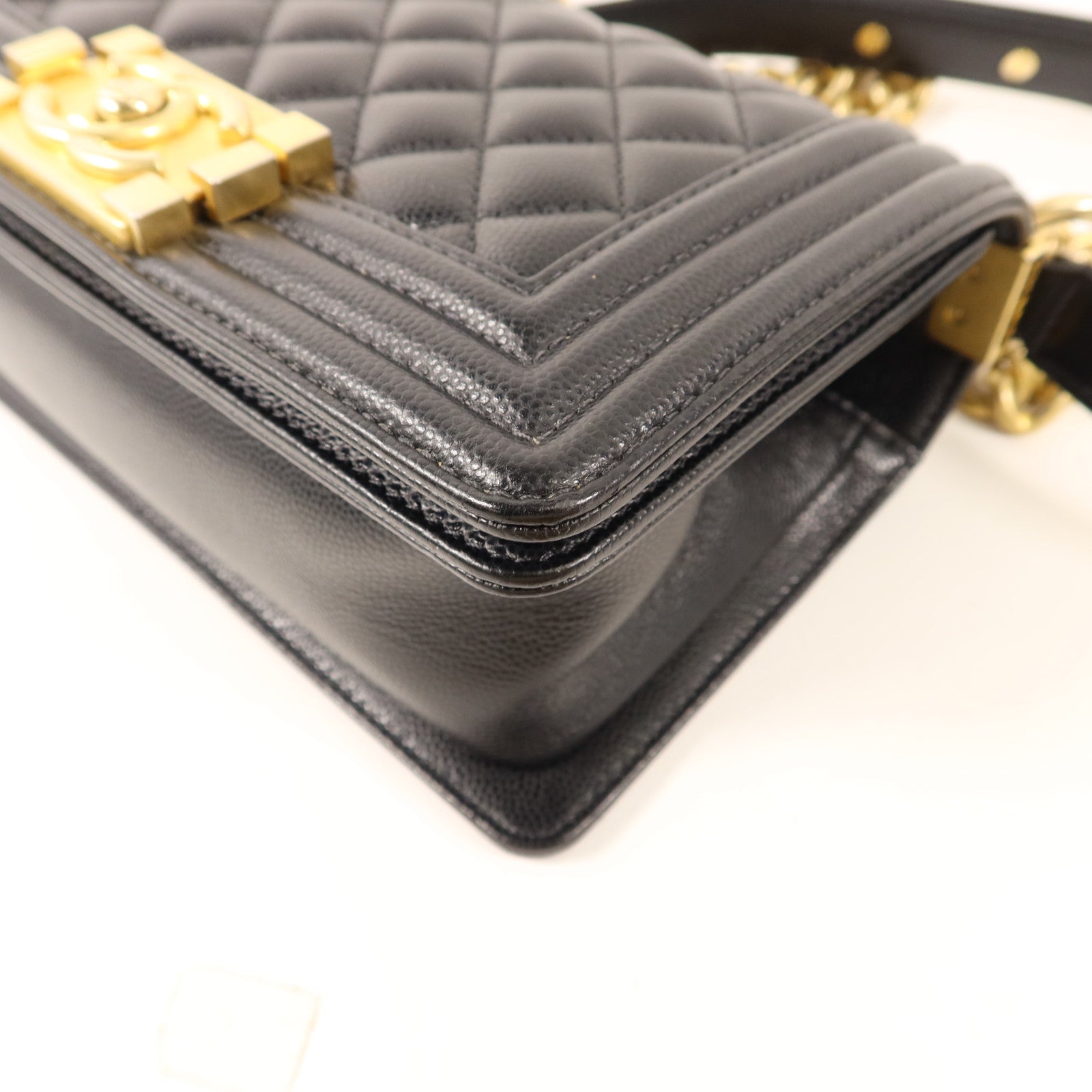 CHANEL 牛皮皮革Boy 20金扣鏈帶肩背袋