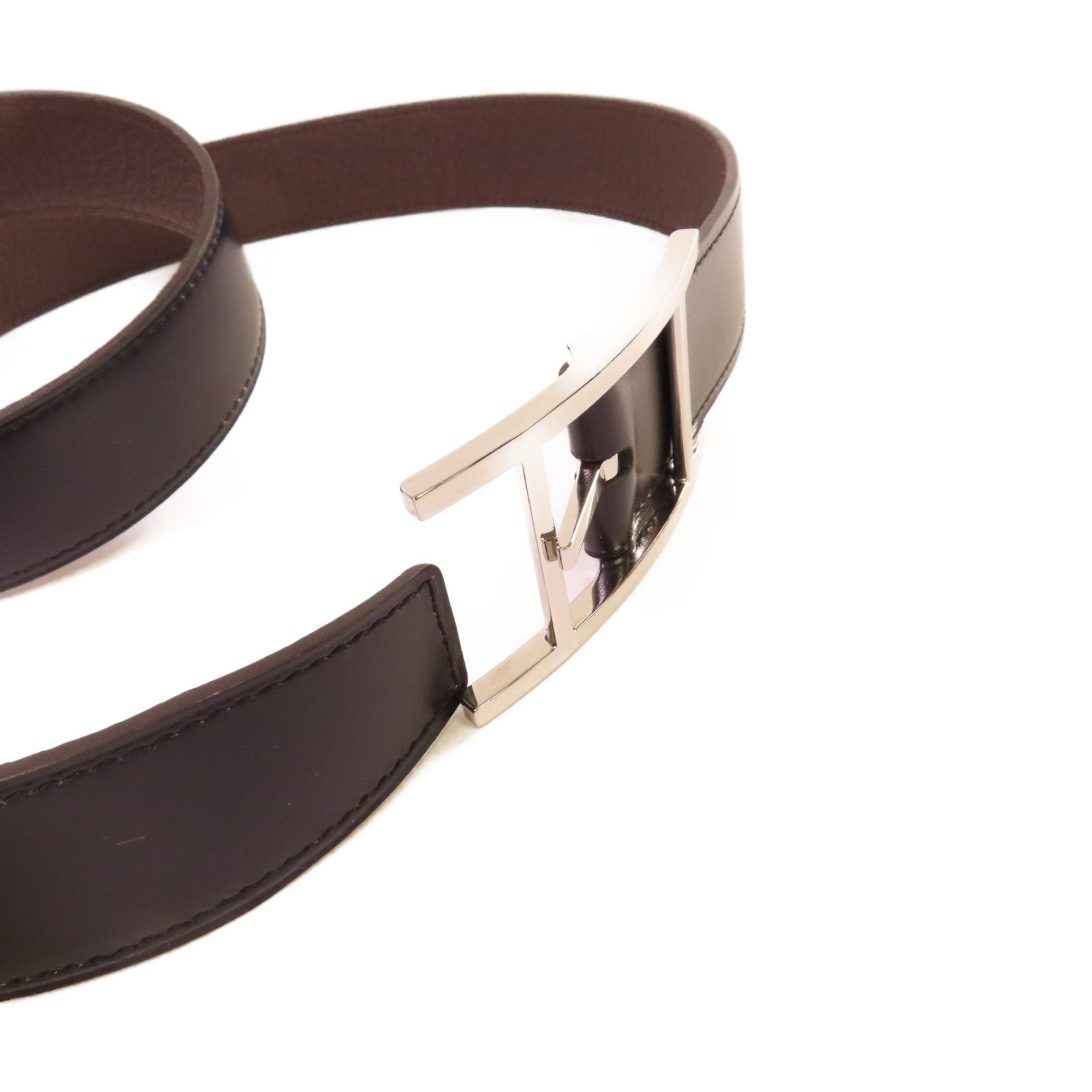HERMES Swift皮革/Box Calf皮革Quentin Reversible Belt銀扣皮帶黑色/啡色