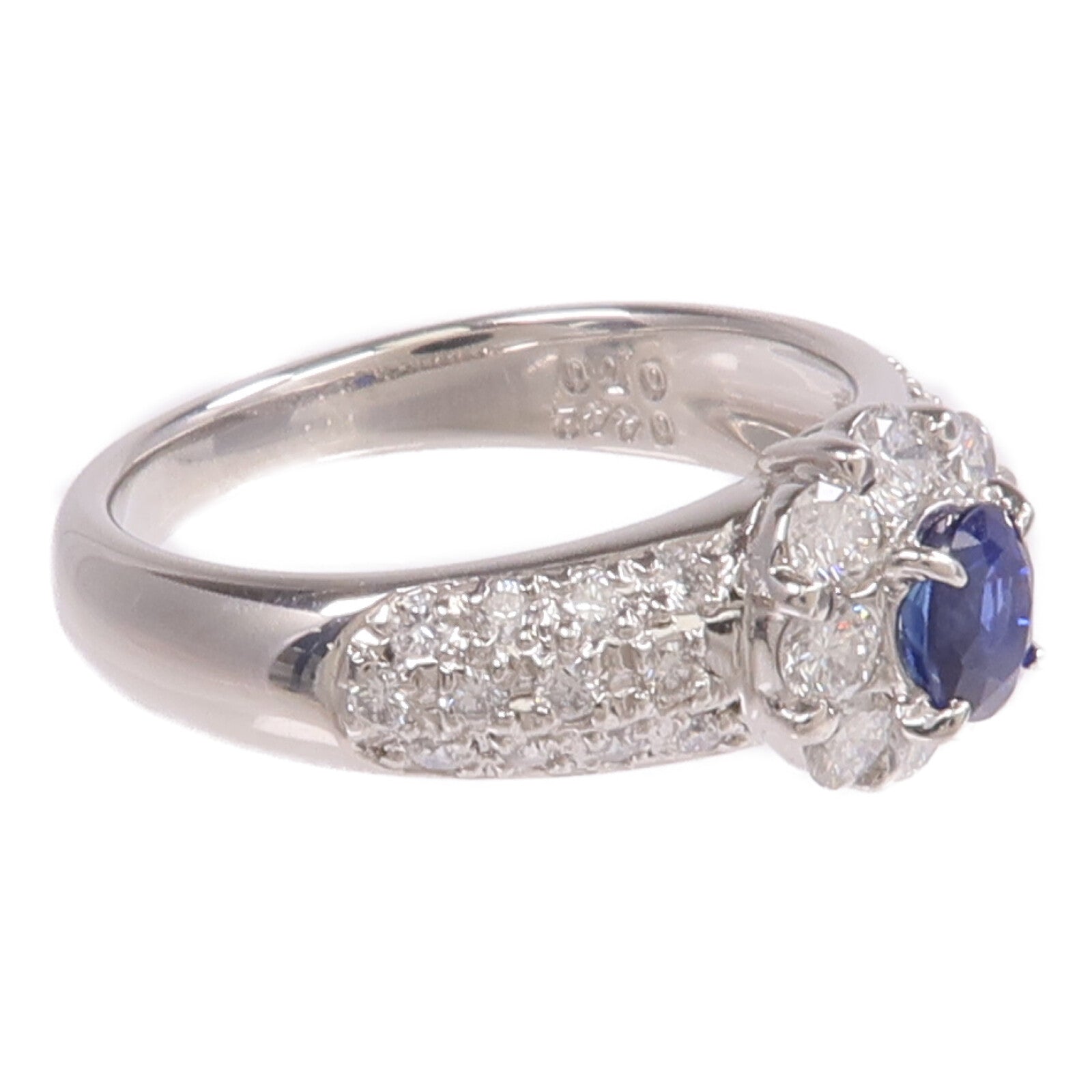 JEWELRY PT900鉑金Sapphire Diamond Ring藍寶石/鑽石戒指US#6.5