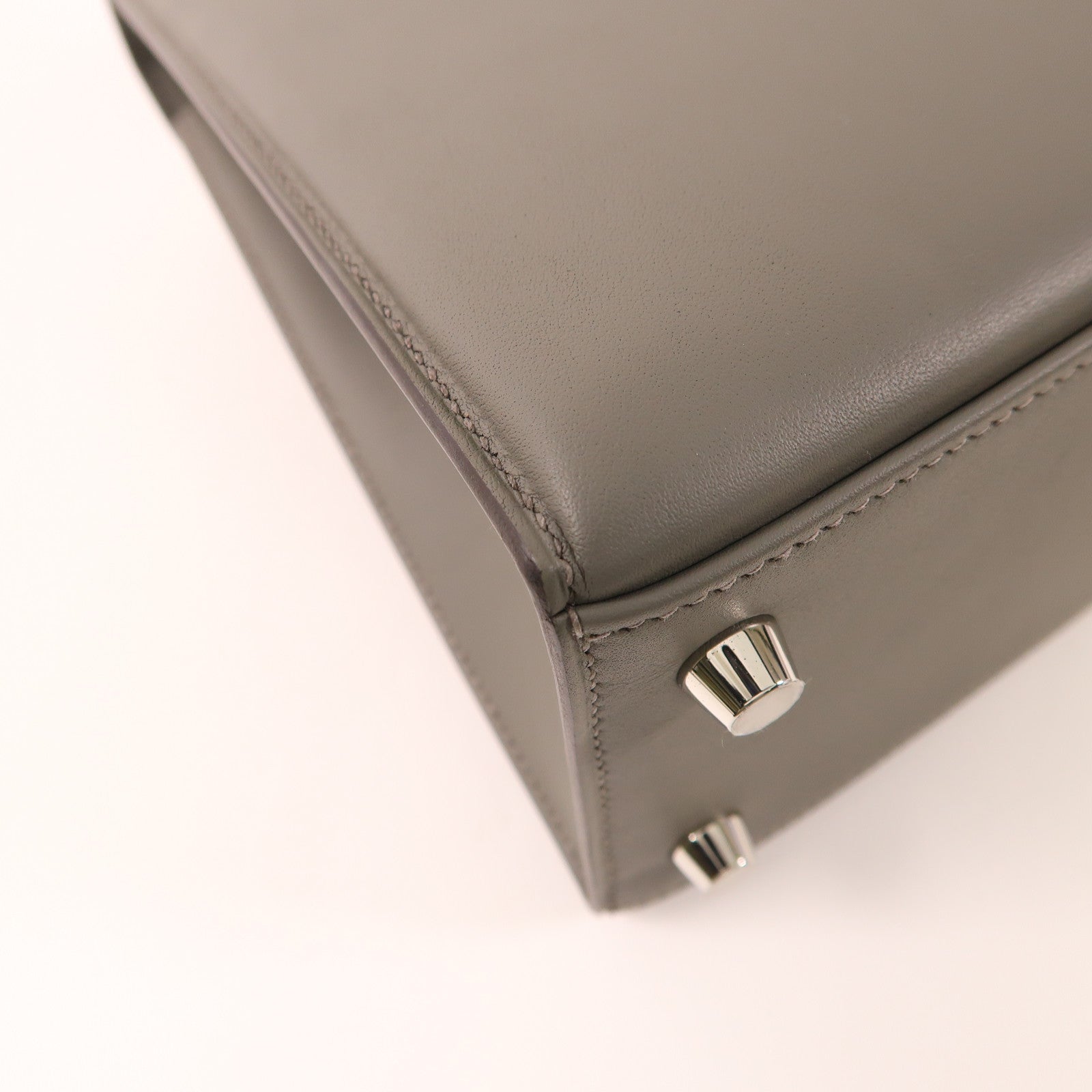 HERMES Swift皮革Kelly 25銀扣手挽肩背兩用袋Gris Meyer