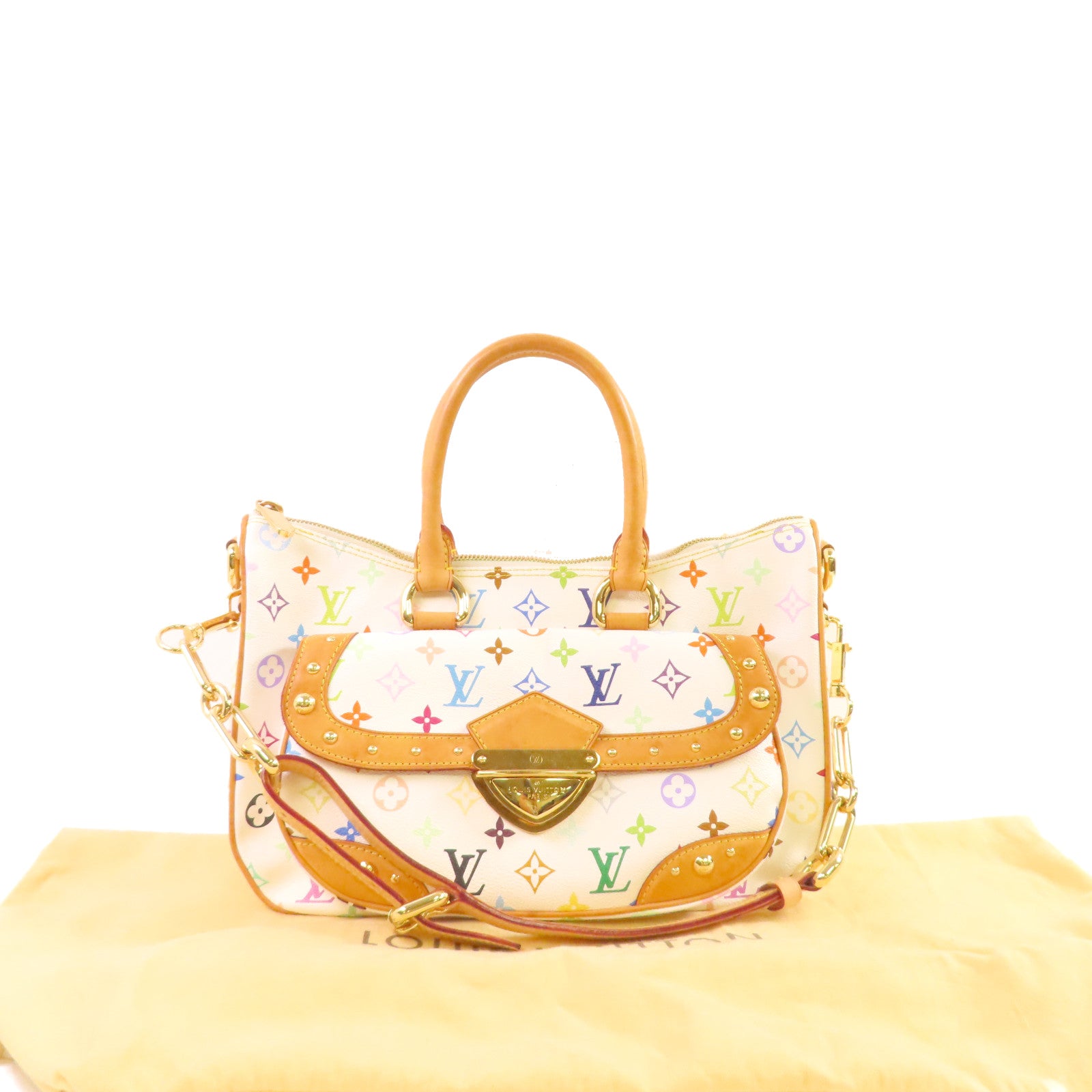 LOUIS VUITTON Monogram Multicolore Rita 2Way Shoulder Bag金扣手挽肩背兩用袋白色/彩色