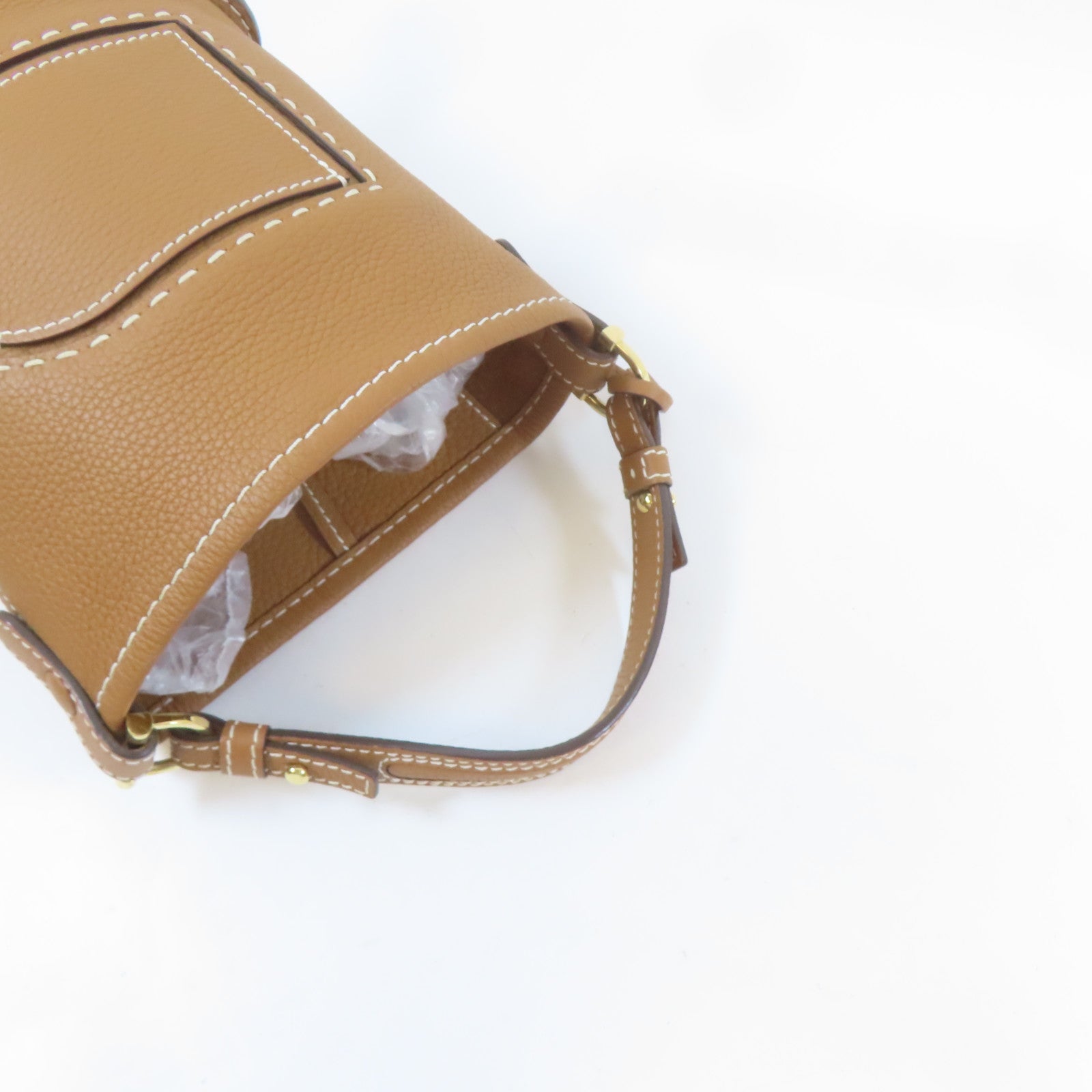 Delvaux 牛皮皮革Delvaux Pin Mini金扣手挽肩背兩用袋啡色