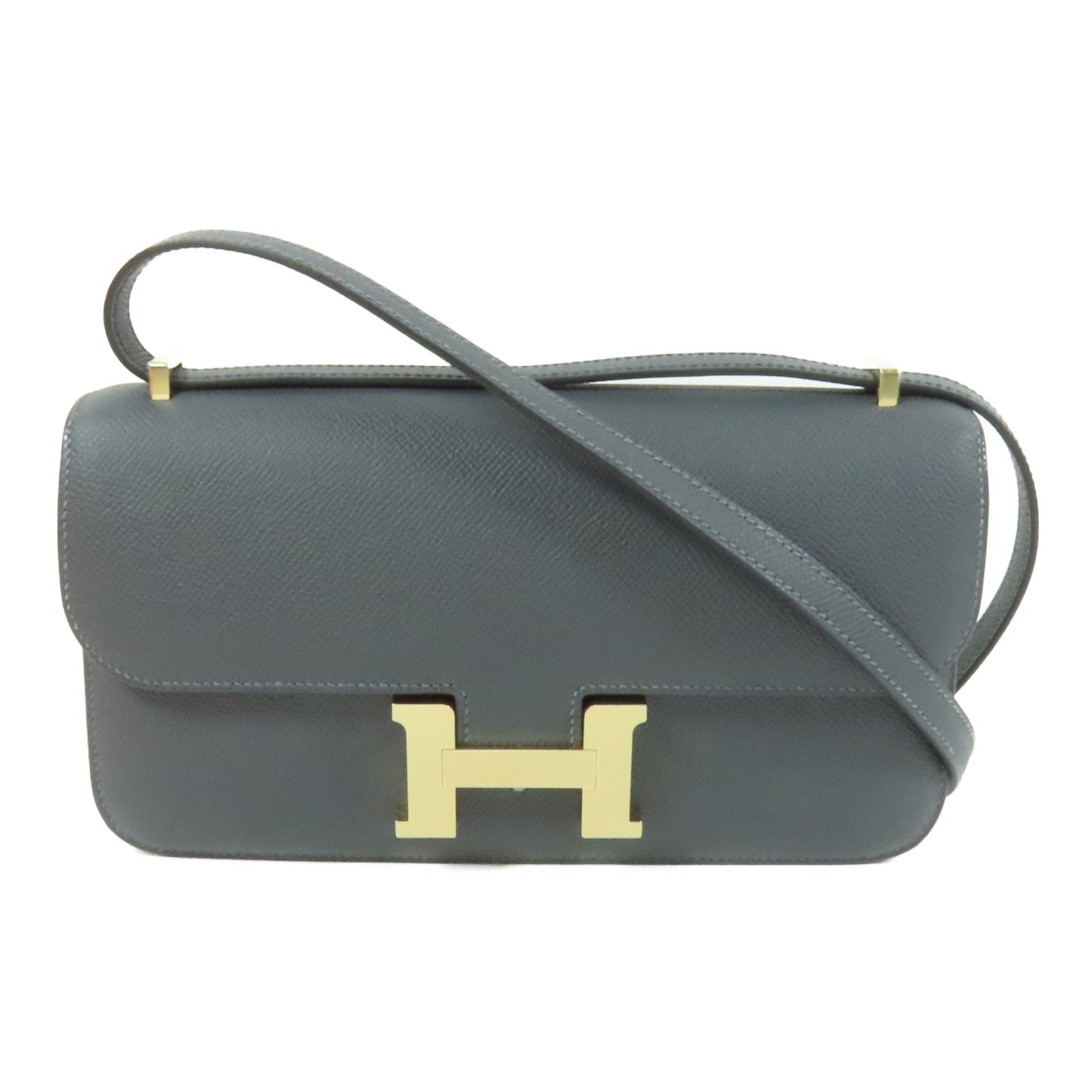 HERMES 【激減優惠】Epsom皮革Constance Elan金扣肩背袋Gris Misty
