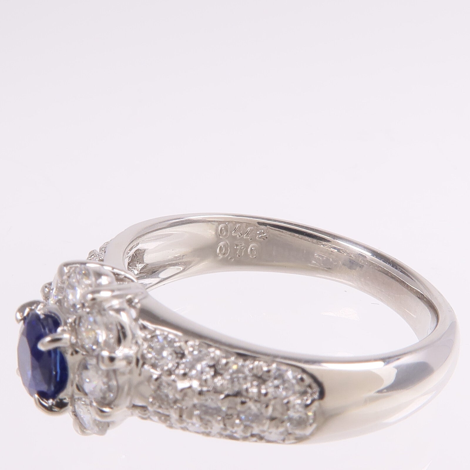 JEWELRY PT900鉑金Sapphire Diamond Ring藍寶石/鑽石戒指US#6.5