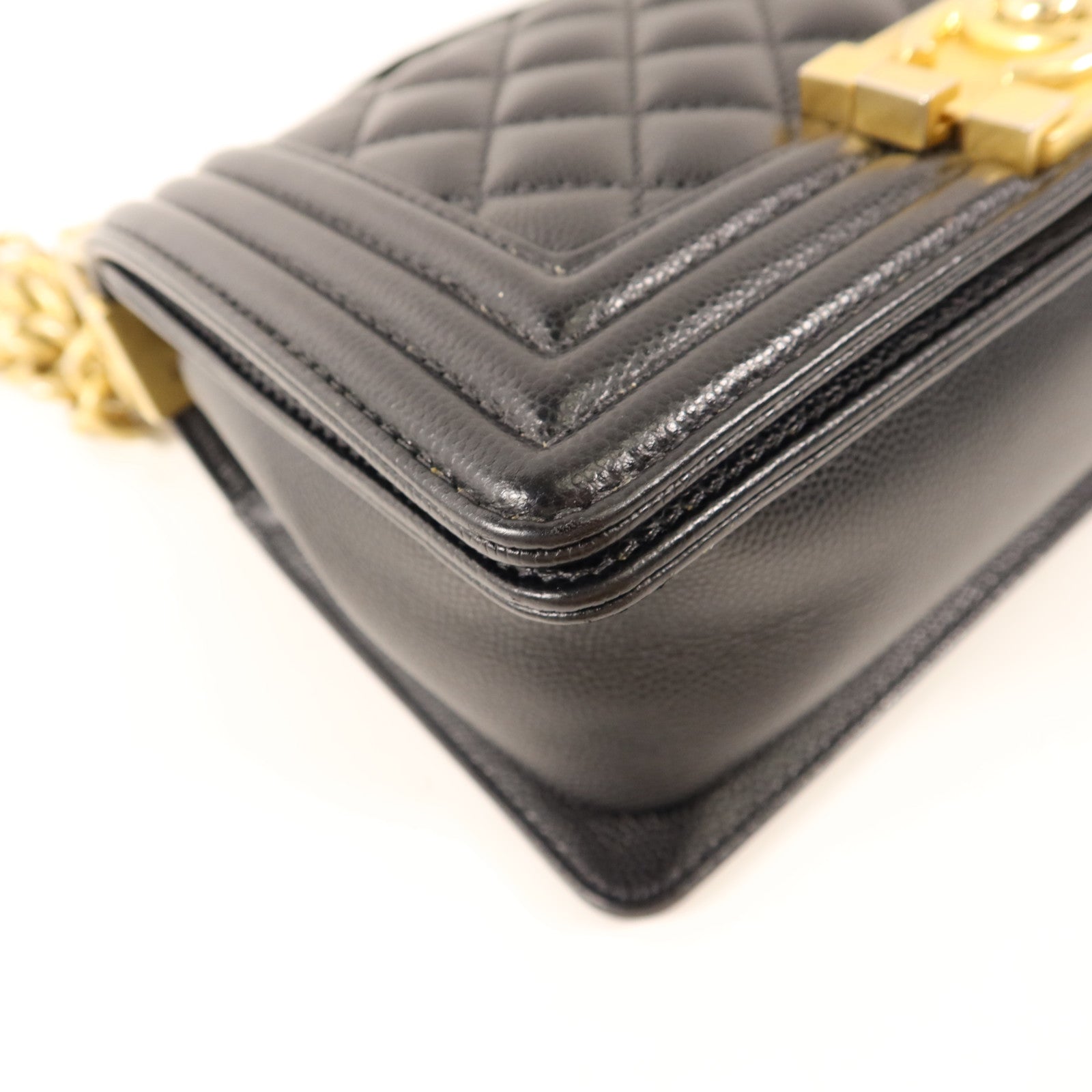 CHANEL 牛皮皮革Boy 20金扣鏈帶肩背袋