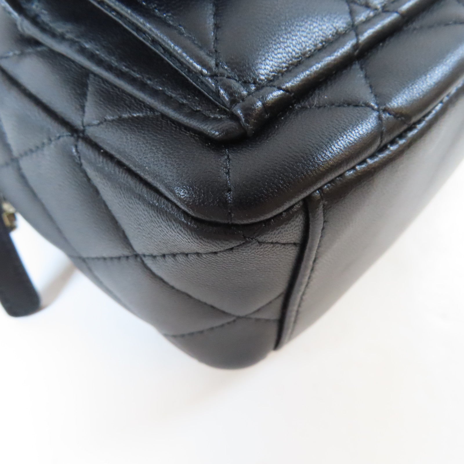 CHANEL 菱格羊皮皮革金扣2 way Backpack雙肩背包黑色