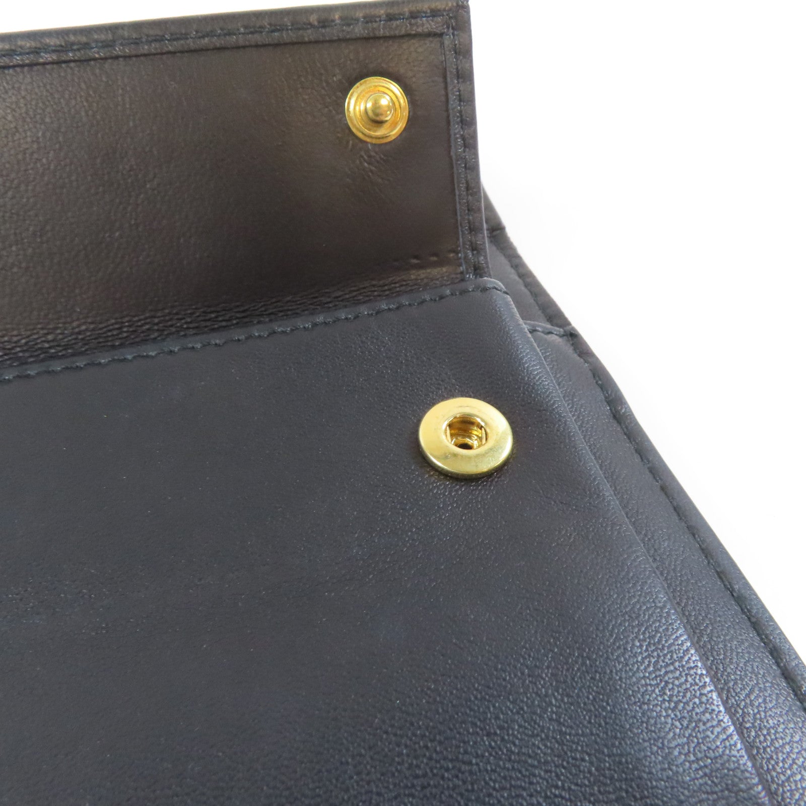 Alexander McQueen 牛皮皮革Trifold Long Wallet金扣長錢包黑色