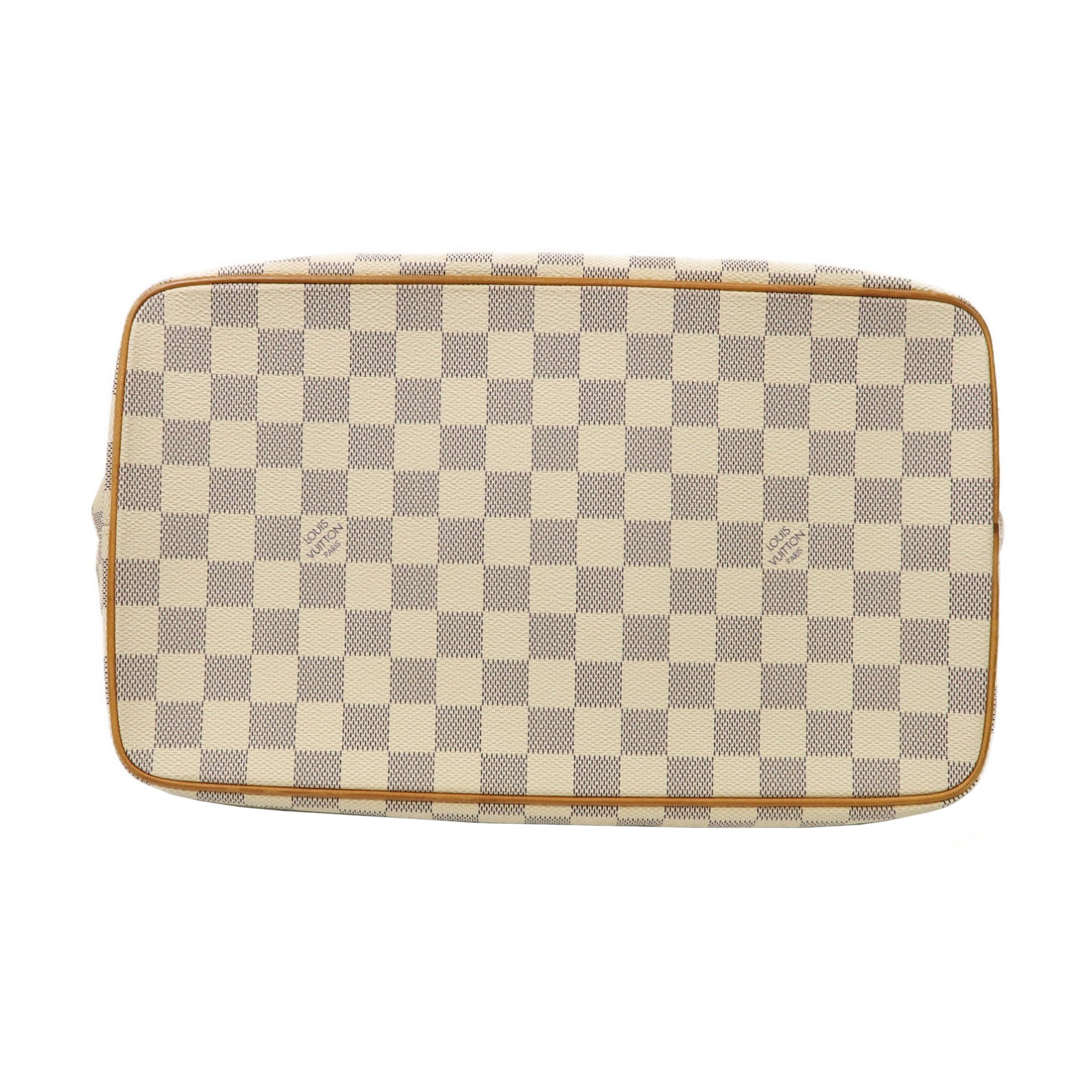 LOUIS VUITTON Damier Azur Saleya MM金扣手挽袋白色