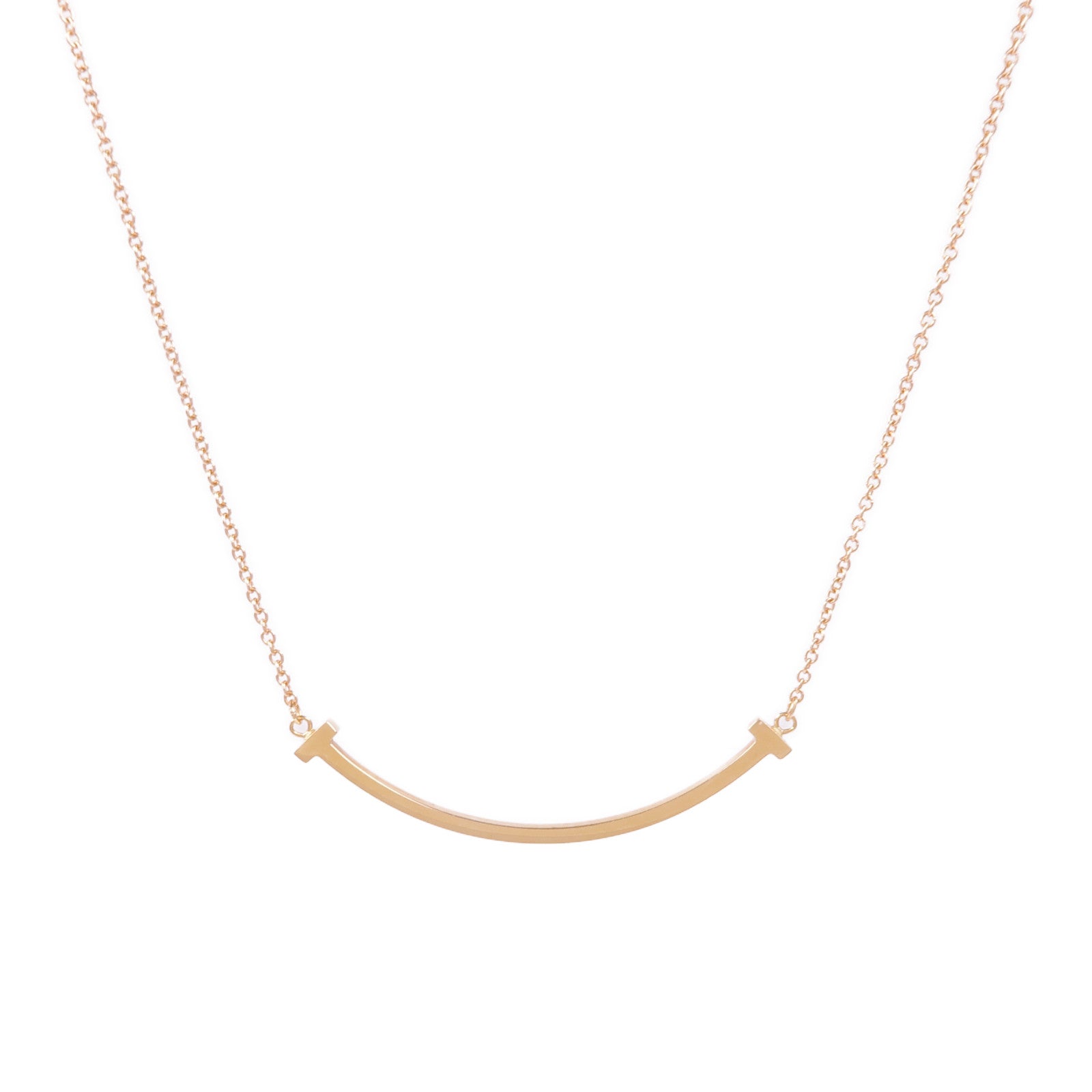 TIFFANY＆CO 18K玫瑰金T Smile Necklace項鍊